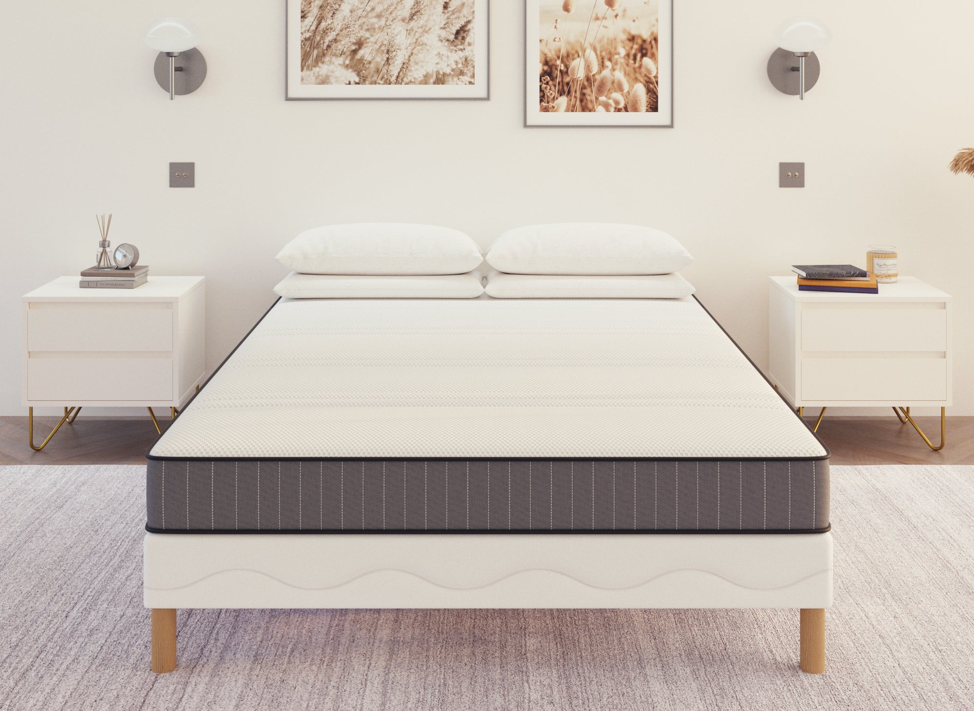 Ensemble 140x190 sommier tapissier & Matelas en mousse 15 cm - WOLK