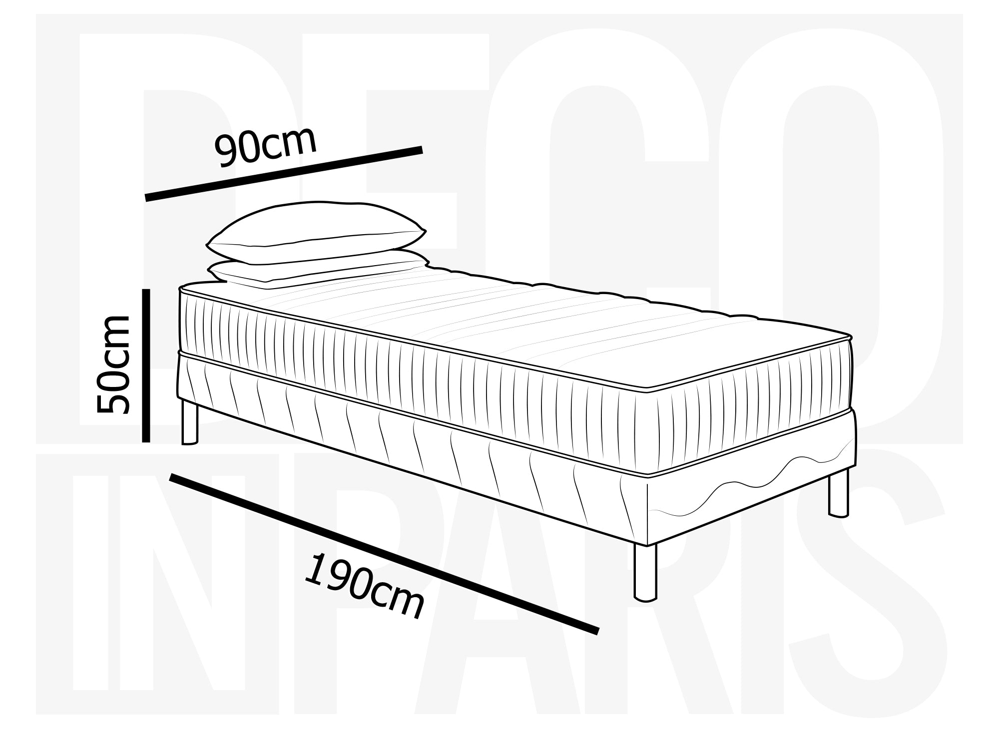 Ensemble 90x190 sommier tapissier + Matelas en mousse 20 cm - AWAN
