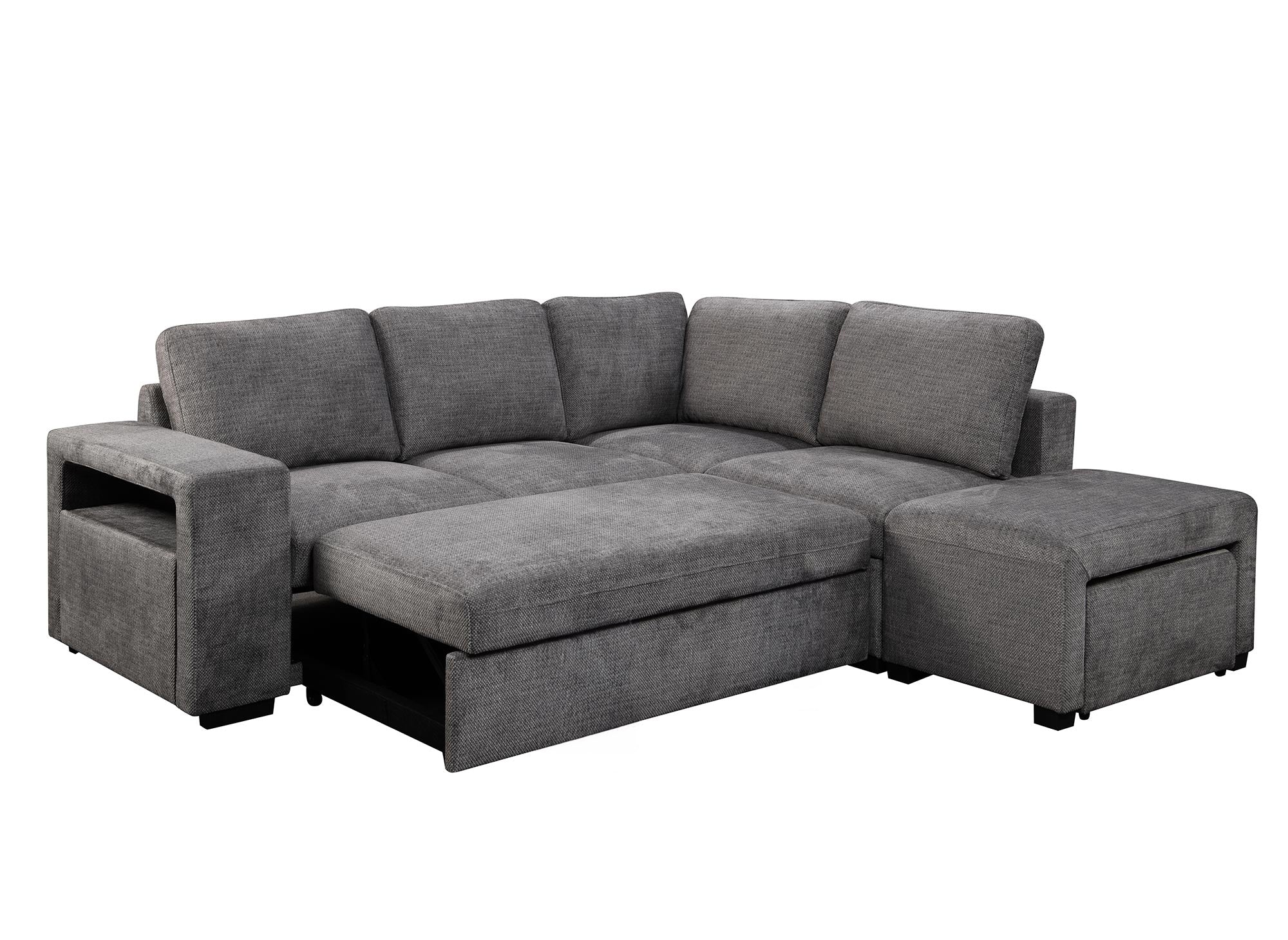 Divano angolare trasformabile in tessuto grigio scuro ALBAN - Angolo retto