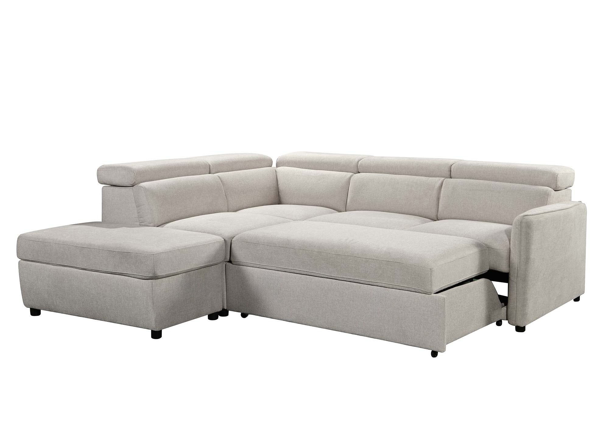 Canapé d'angle convertible en tissu beige NAIROBI - Angle gauche