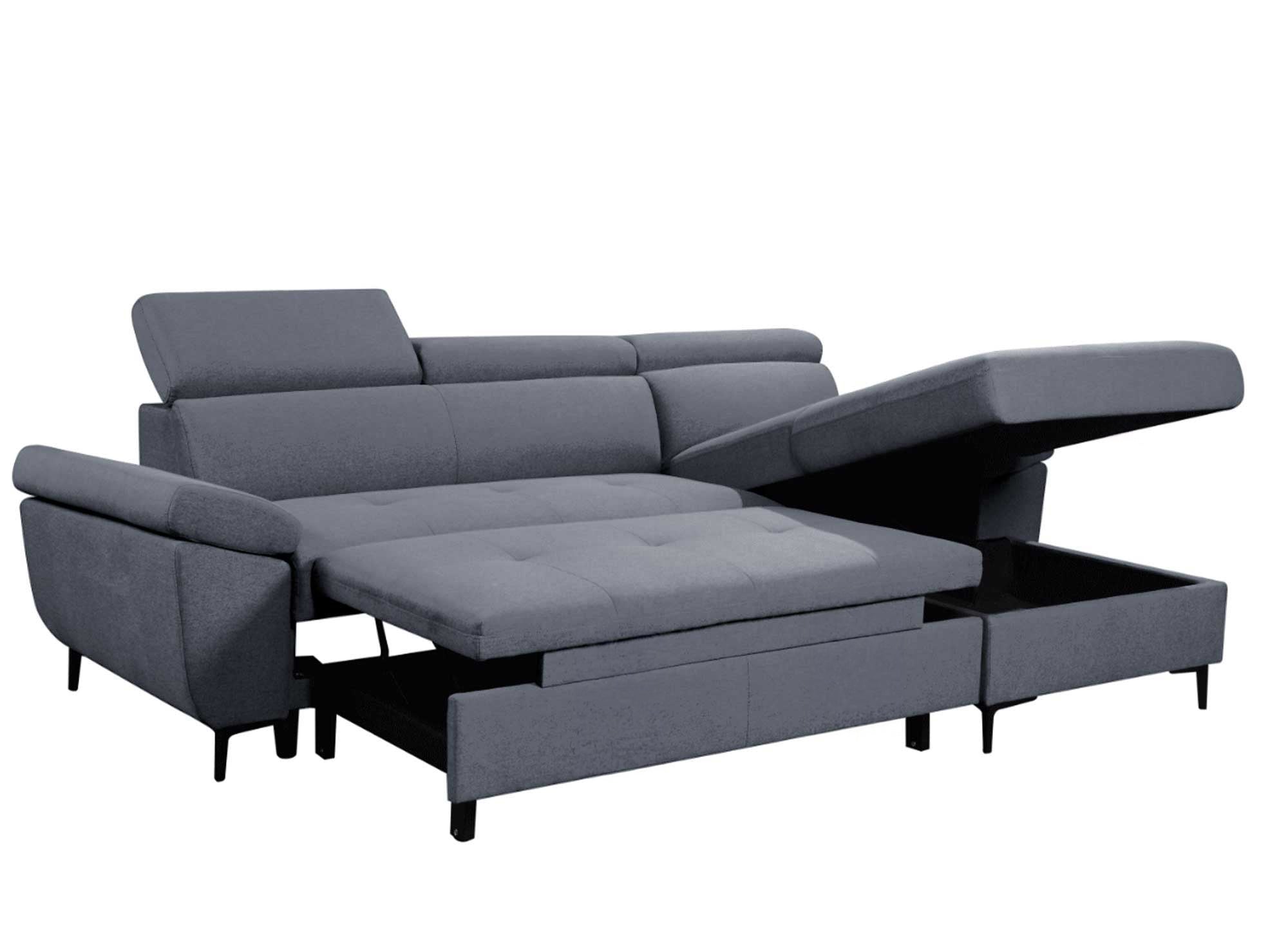 Canapé d'angle convertible en tissu gris foncé MONICA - Angle droit