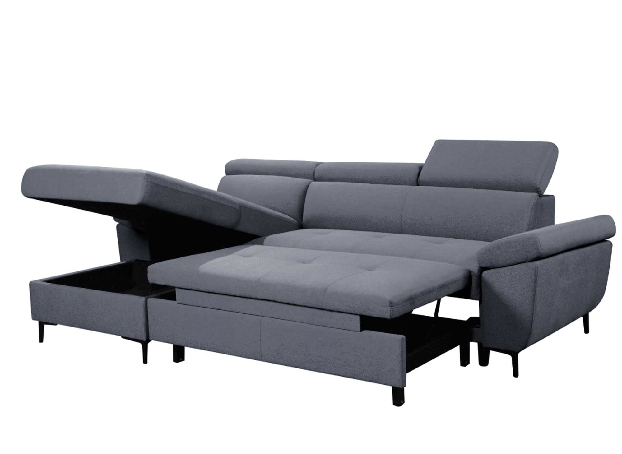 Canapé d'angle convertible en tissu gris foncé MONICA - Angle gauche