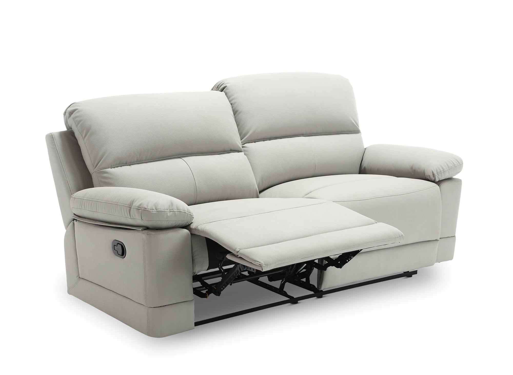 Canapé 3 places relax manuel en simili cuir gris clair DANY