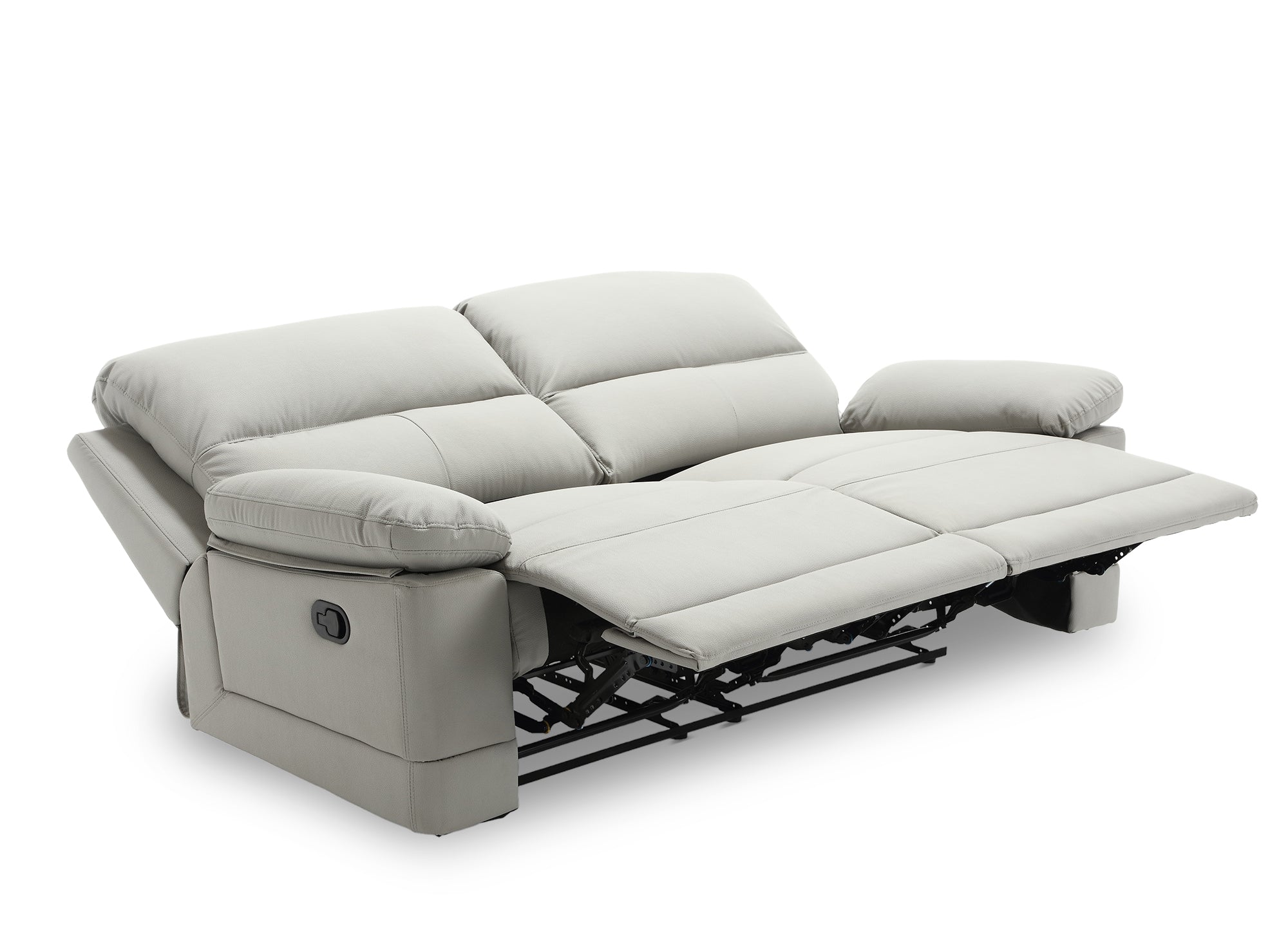 Canapé 3 places relax manuel en simili cuir gris clair DANY