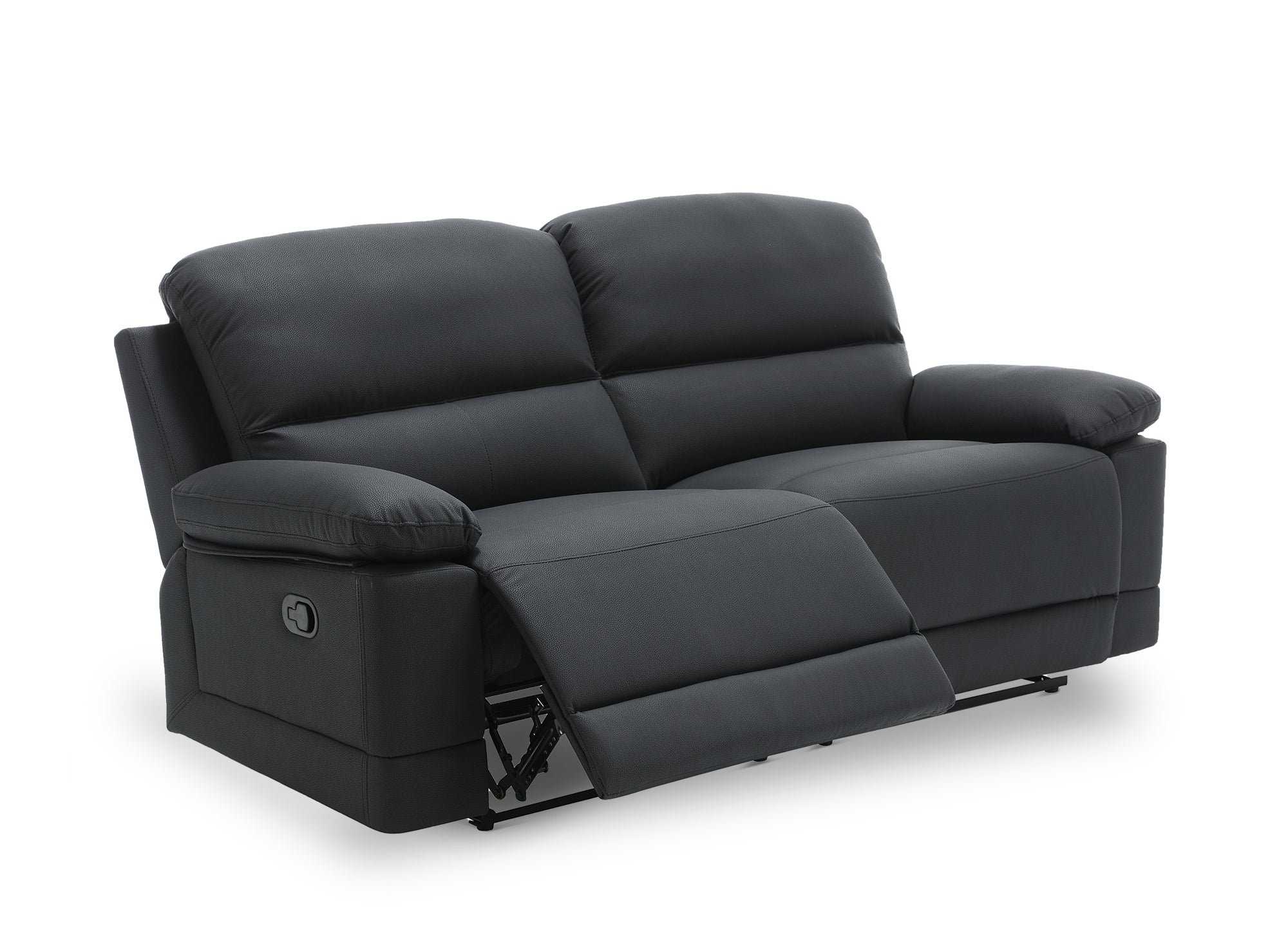Canapé 3 places relax manuel en simili cuir noir DANY