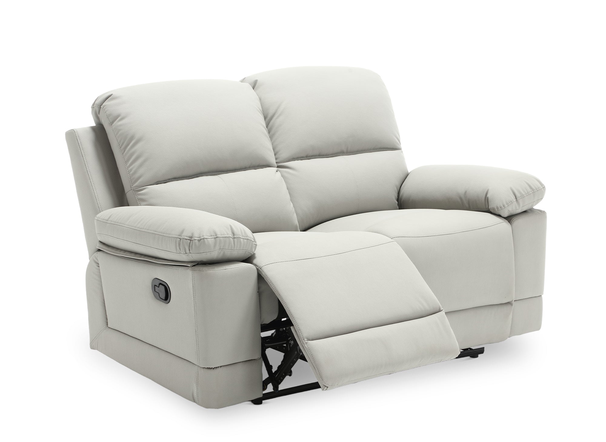 Canapé 2 places relax manuel en simili cuir gris clair DANY
