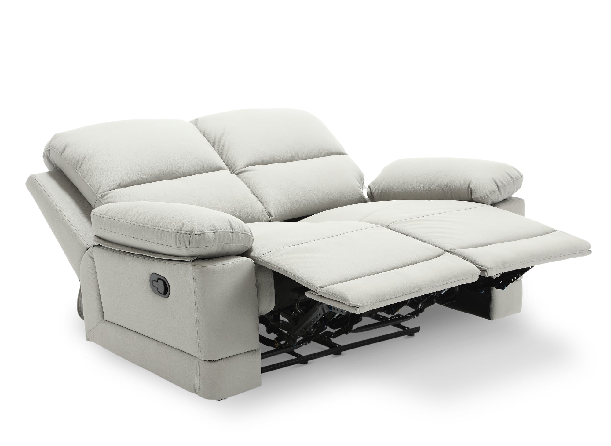 Canapé 2 places relax manuel en simili cuir gris clair DANY