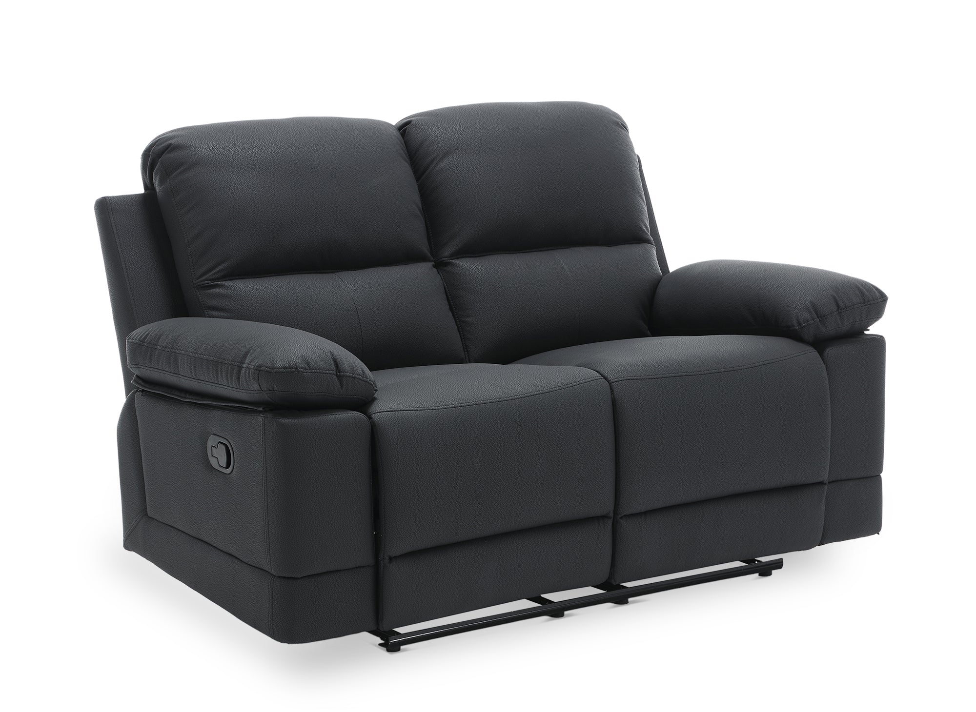 Canapé 2 places relax manuel en simili cuir noir DANY