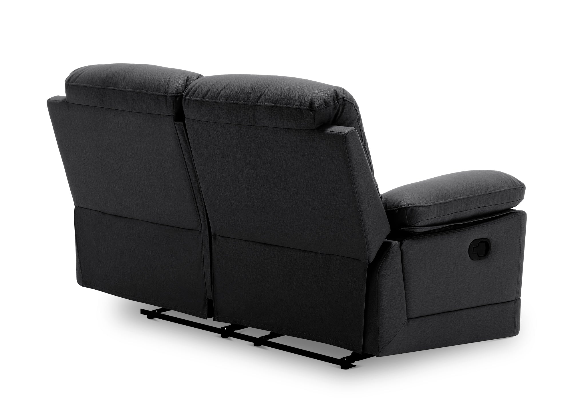 Canapé 2 places relax manuel en simili cuir noir DANY