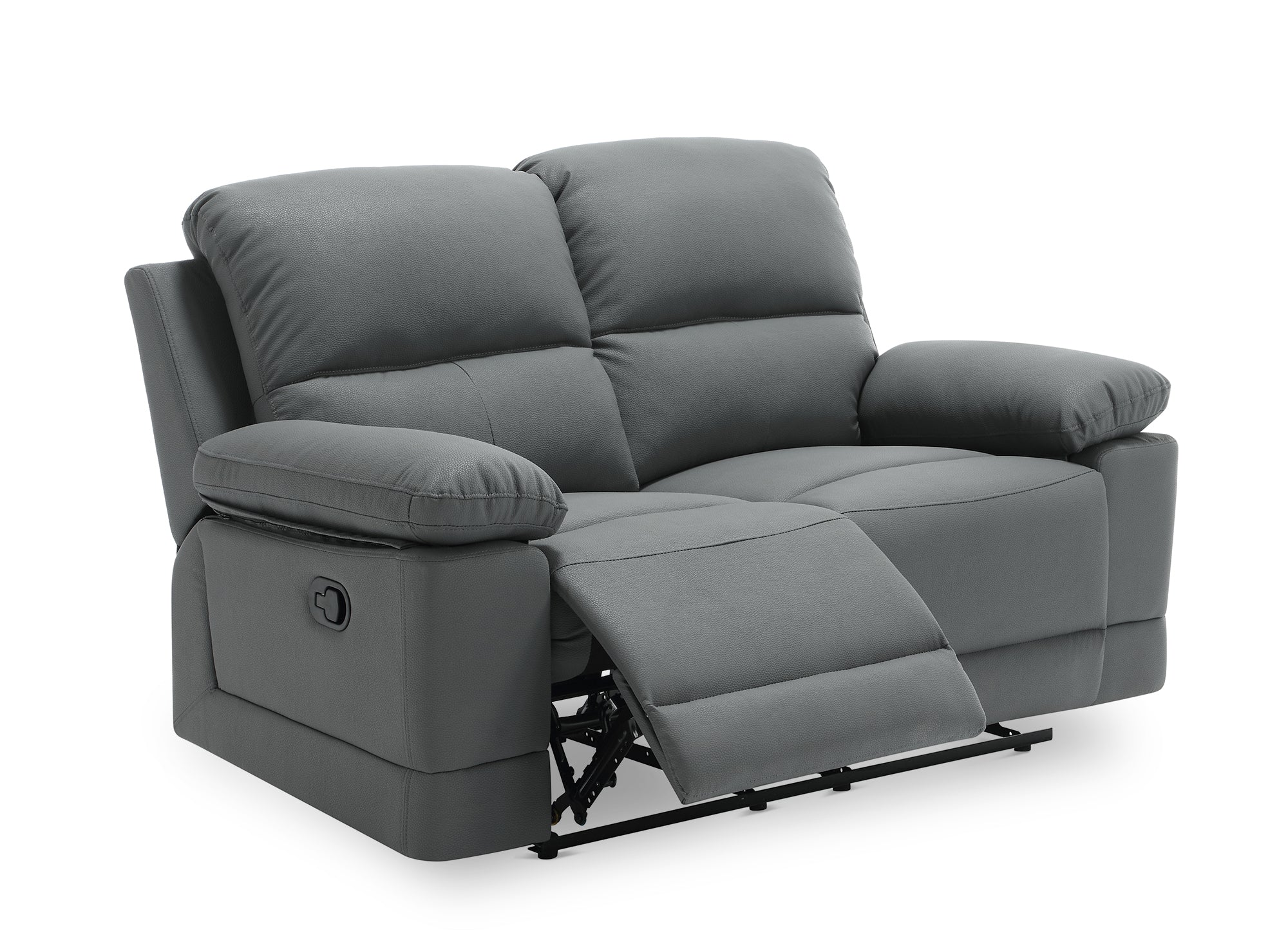 Canapé 2 places relax manuel en simili cuir gris foncé DANY