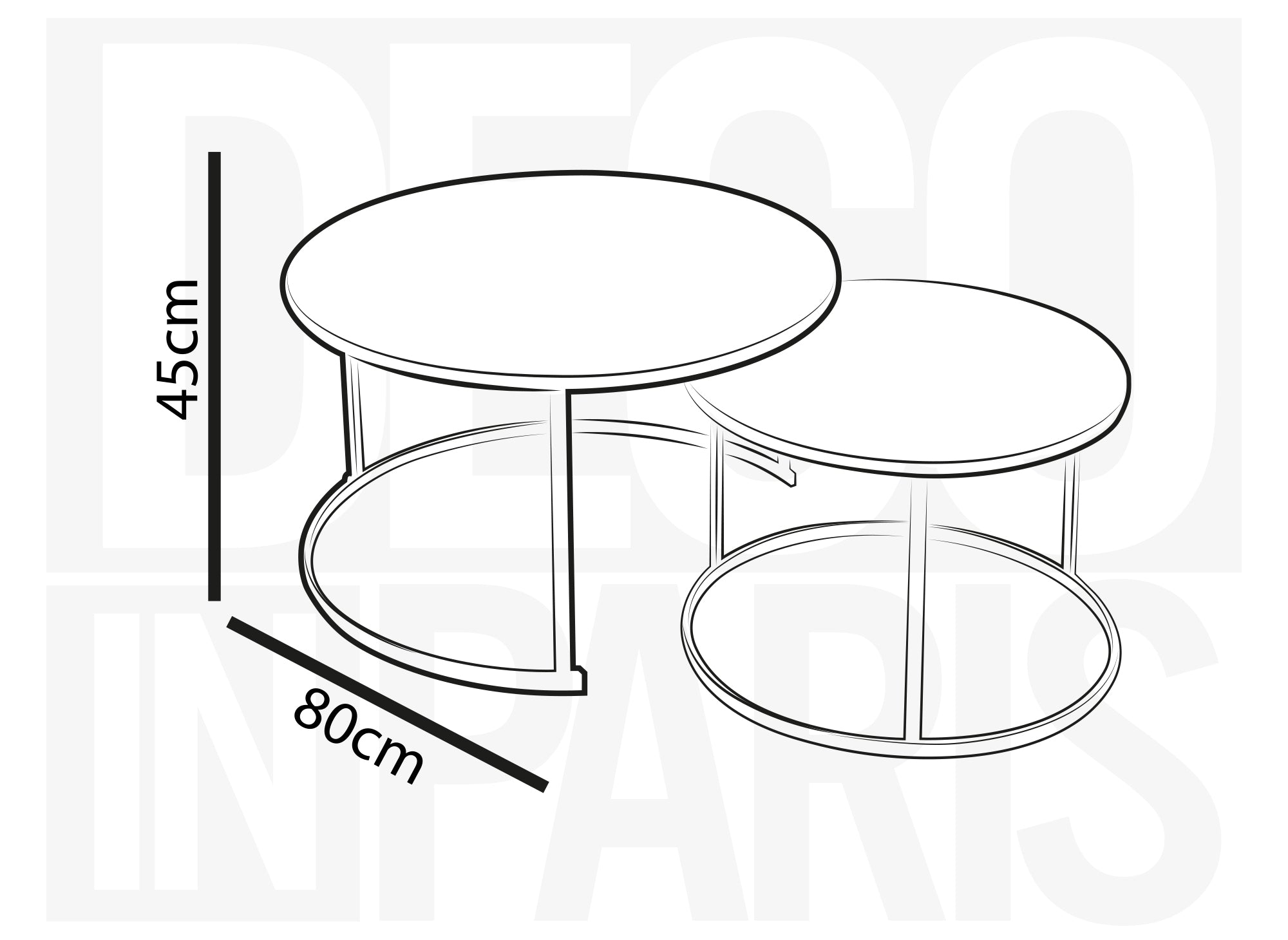 Lot de 2 tables basses rondes gigognes AMERIO