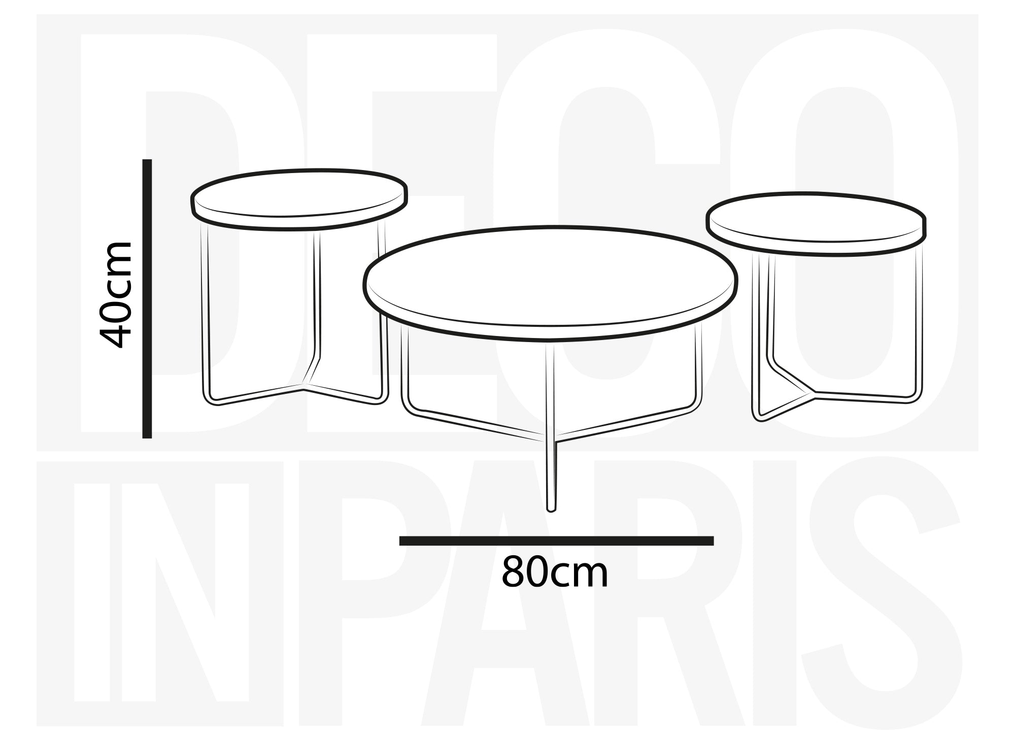 Lot de 3 tables basses rondes en verre et pieds métal noir JAKIE