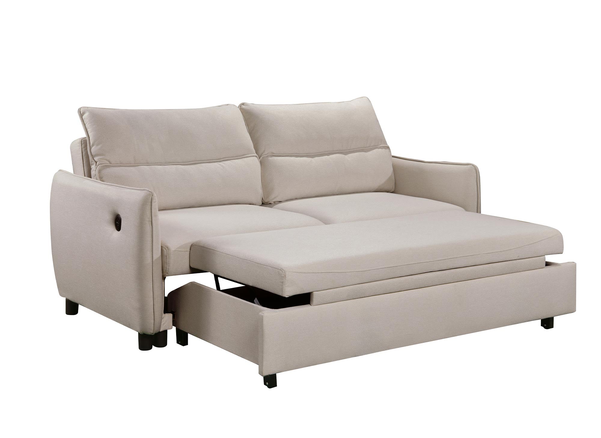 Canapé convertible 3 places en tissu beige ZADIG