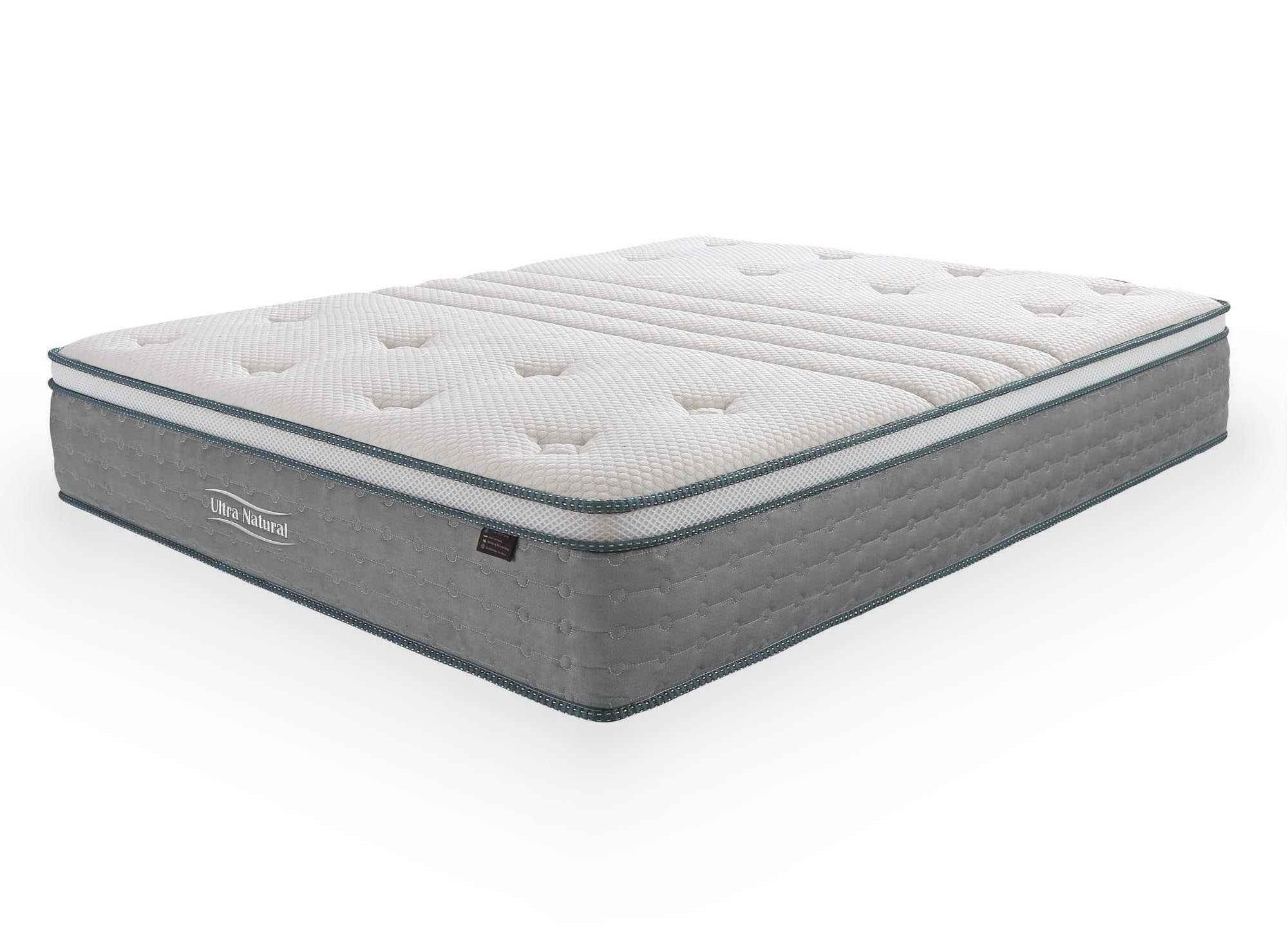 Matelas hybride NATURAL 140 x 190 cm ressorts ensachés et soie épaisseur 29 cm