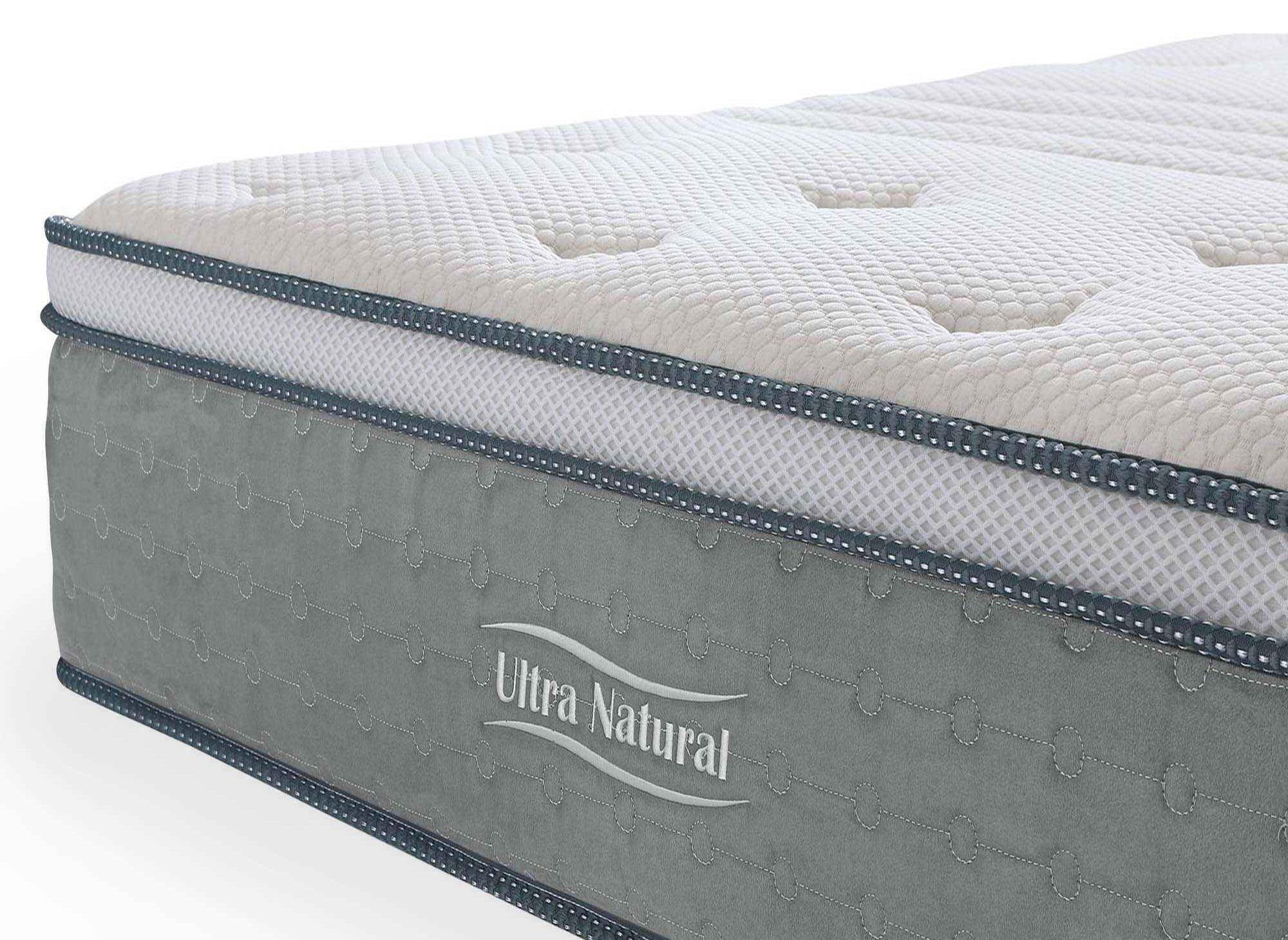 Matelas hybride NATURAL 160 x 200 cm ressorts ensachés et soie épaisseur 29 cm