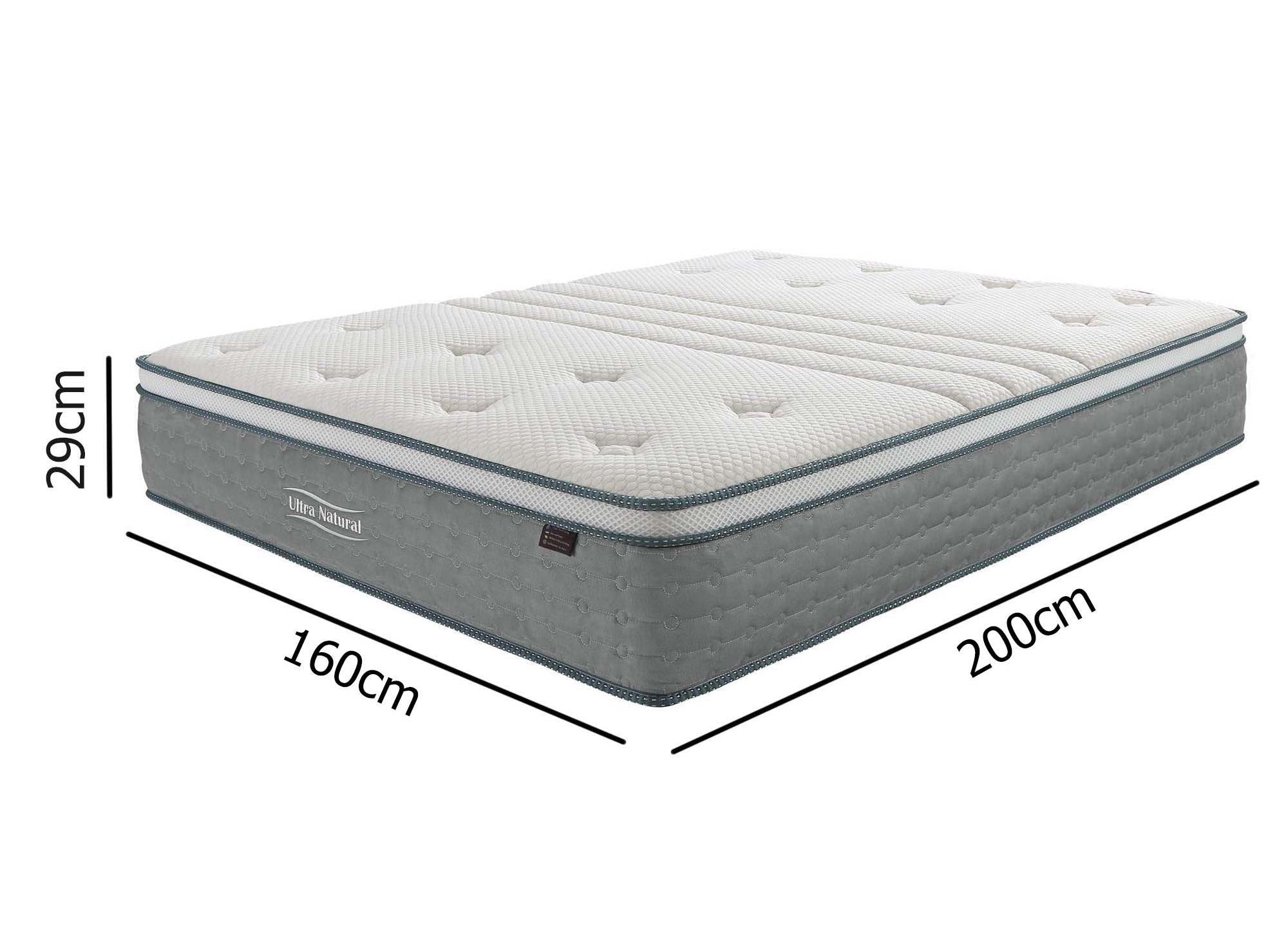 Matelas hybride NATURAL 160 x 200 cm ressorts ensachés et soie épaisseur 29 cm