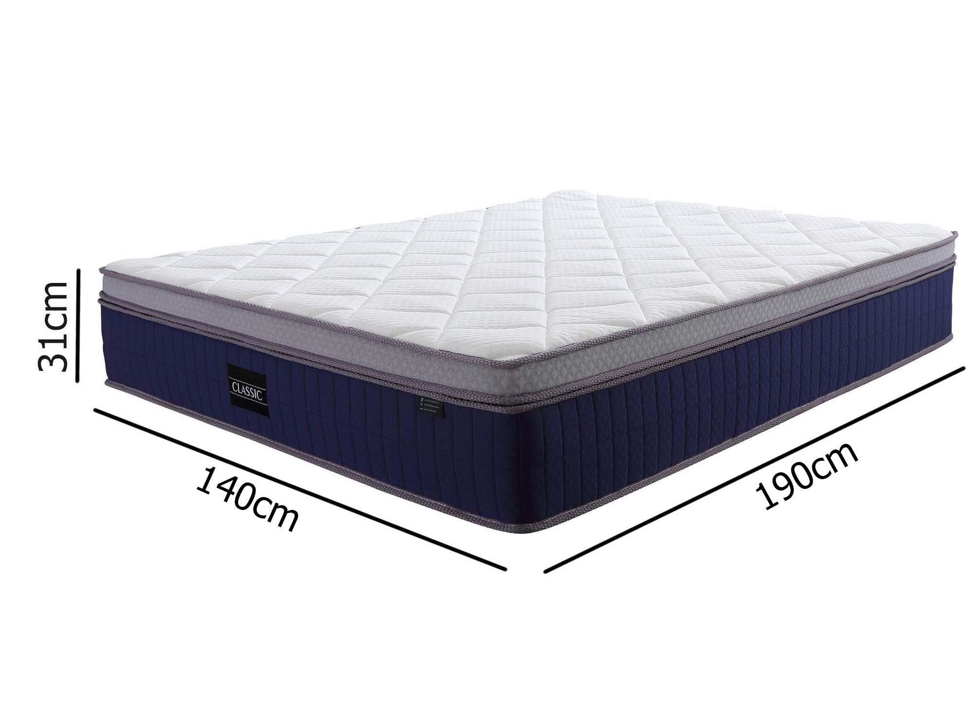 Matelas hybride CLASSIC 140 x 190 cm ressorts ensachés et mémoire de forme épaisseur 31 cm