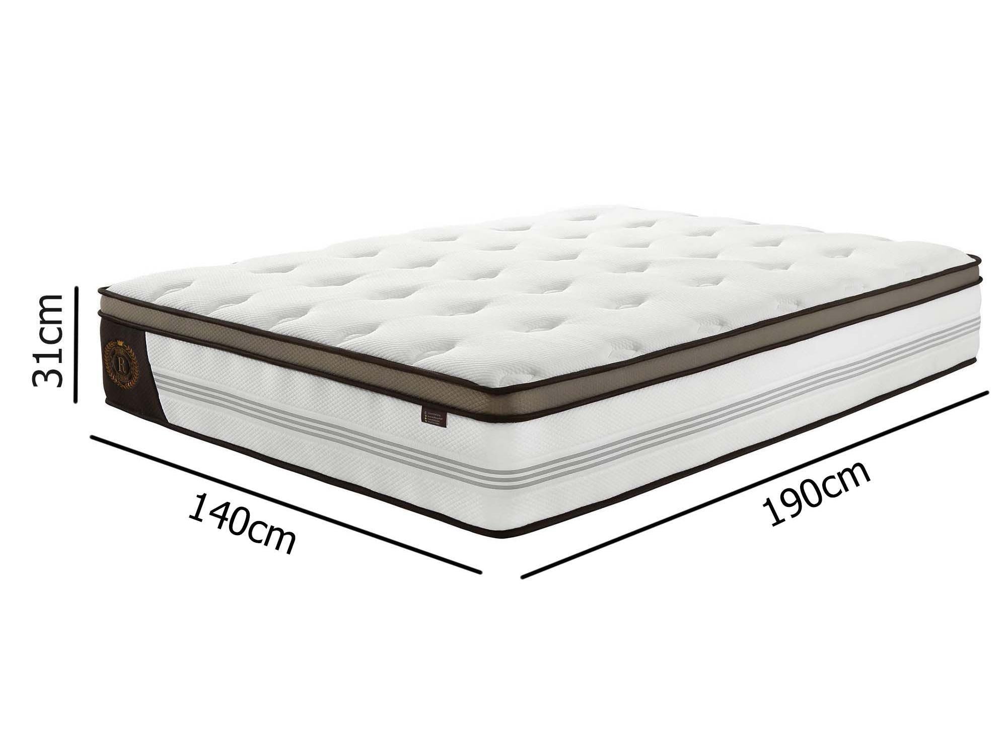 Matelas hybride ROYAL LUX 140 x 190 cm ressorts ensachés et mémoire de forme épaisseur 31 cm