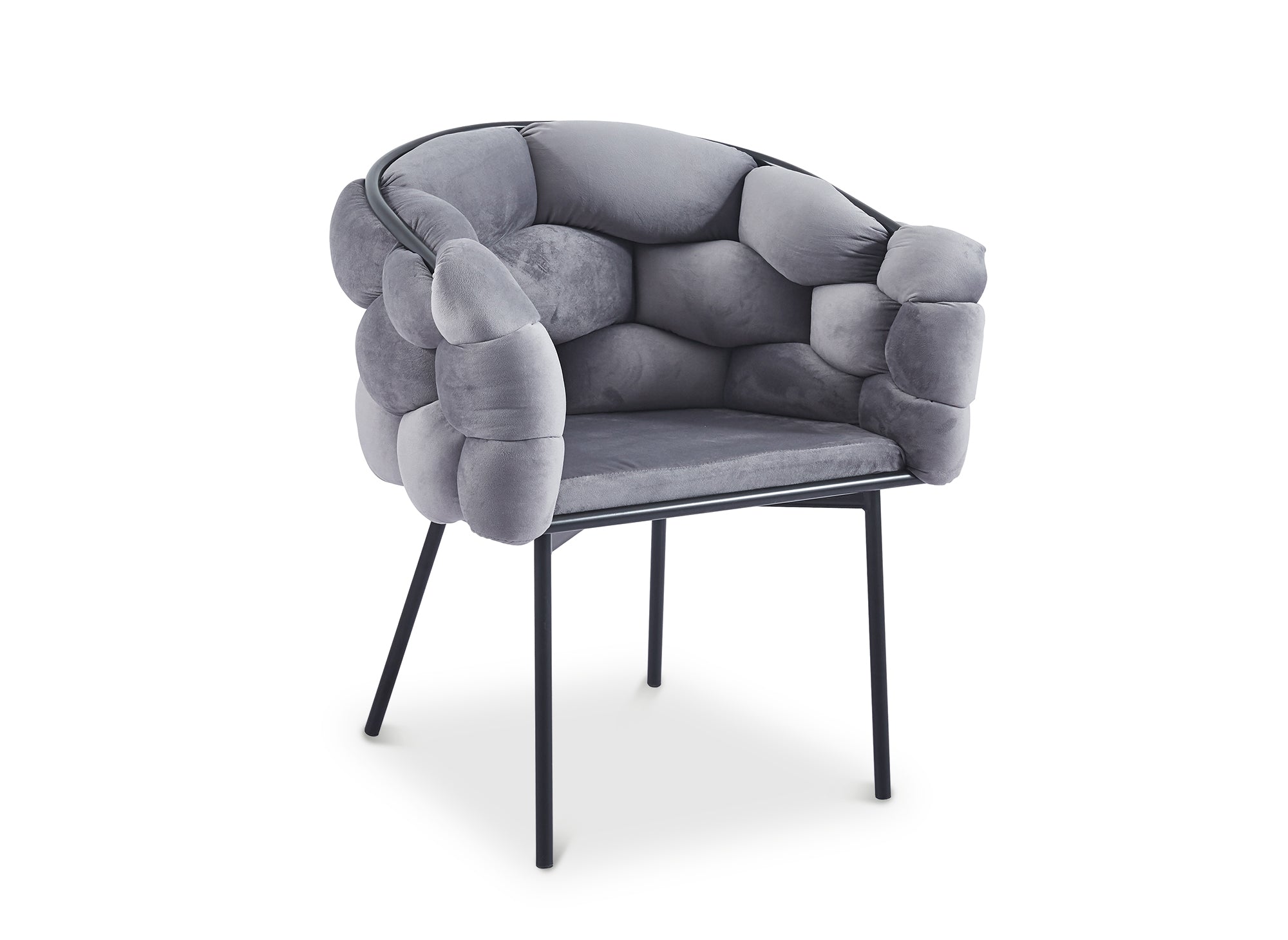 Lot de 2 chaises en velours gris pieds en métal noir CHARLOTTE