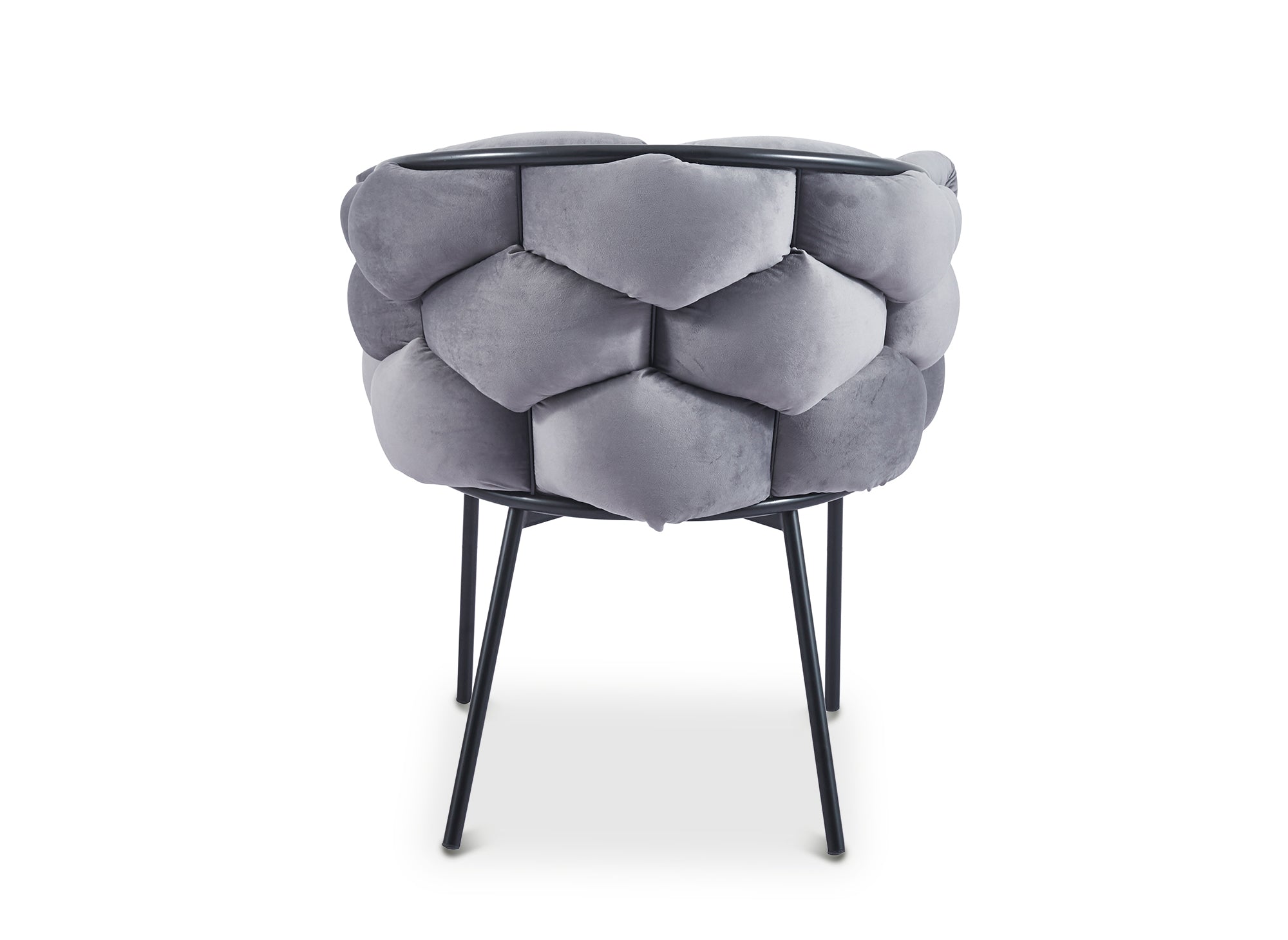 Lot de 2 chaises en velours gris pieds en métal noir CHARLOTTE