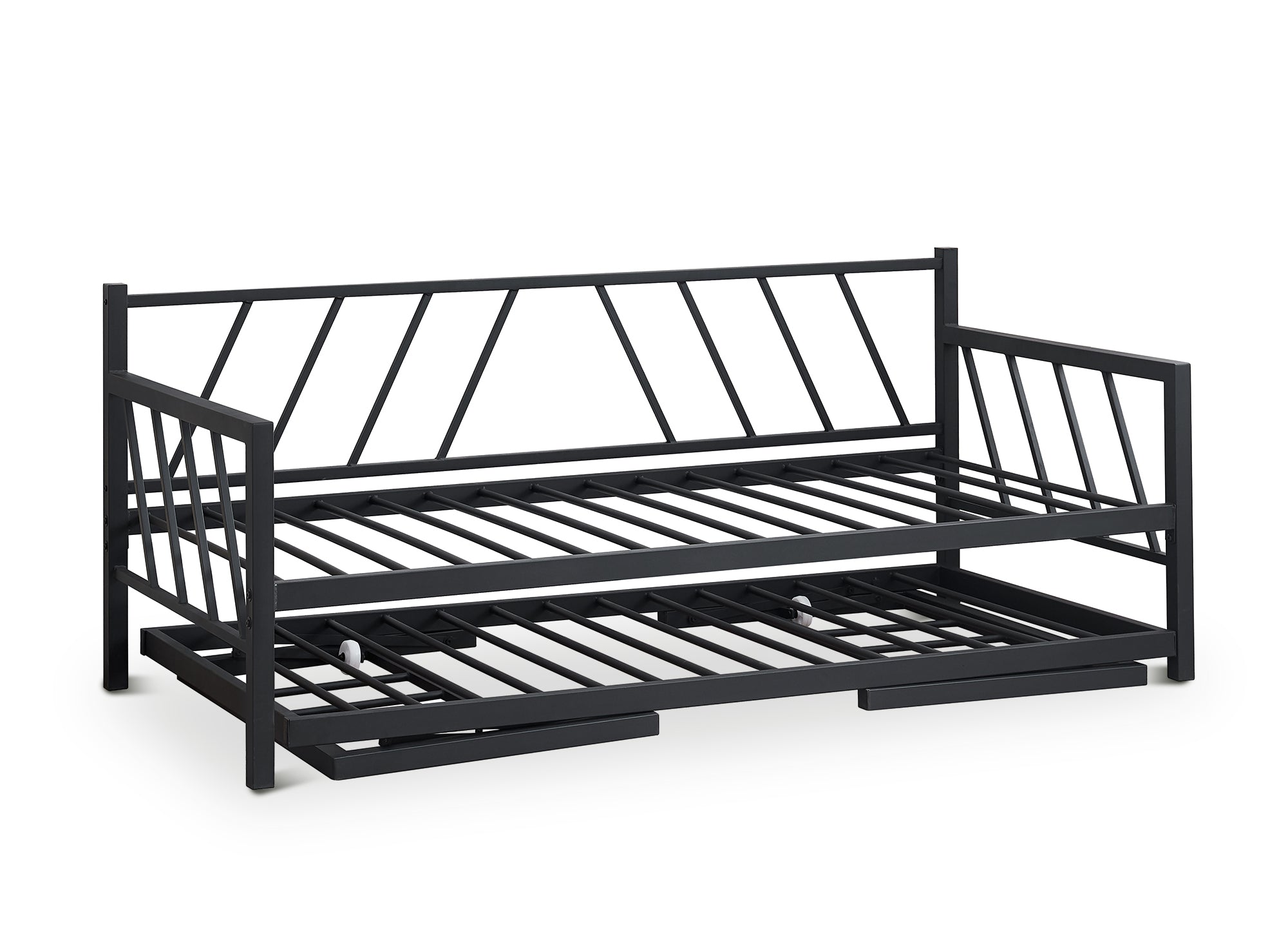 Lit banquette gigogne en métal noir TORRY 90 x 190 cm