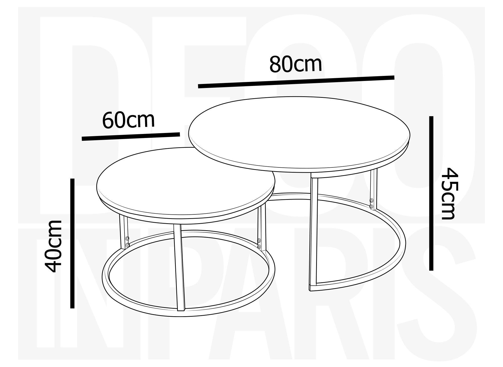 Set di 2 tavolini rotondi impilabili con effetto marmo DORINE
