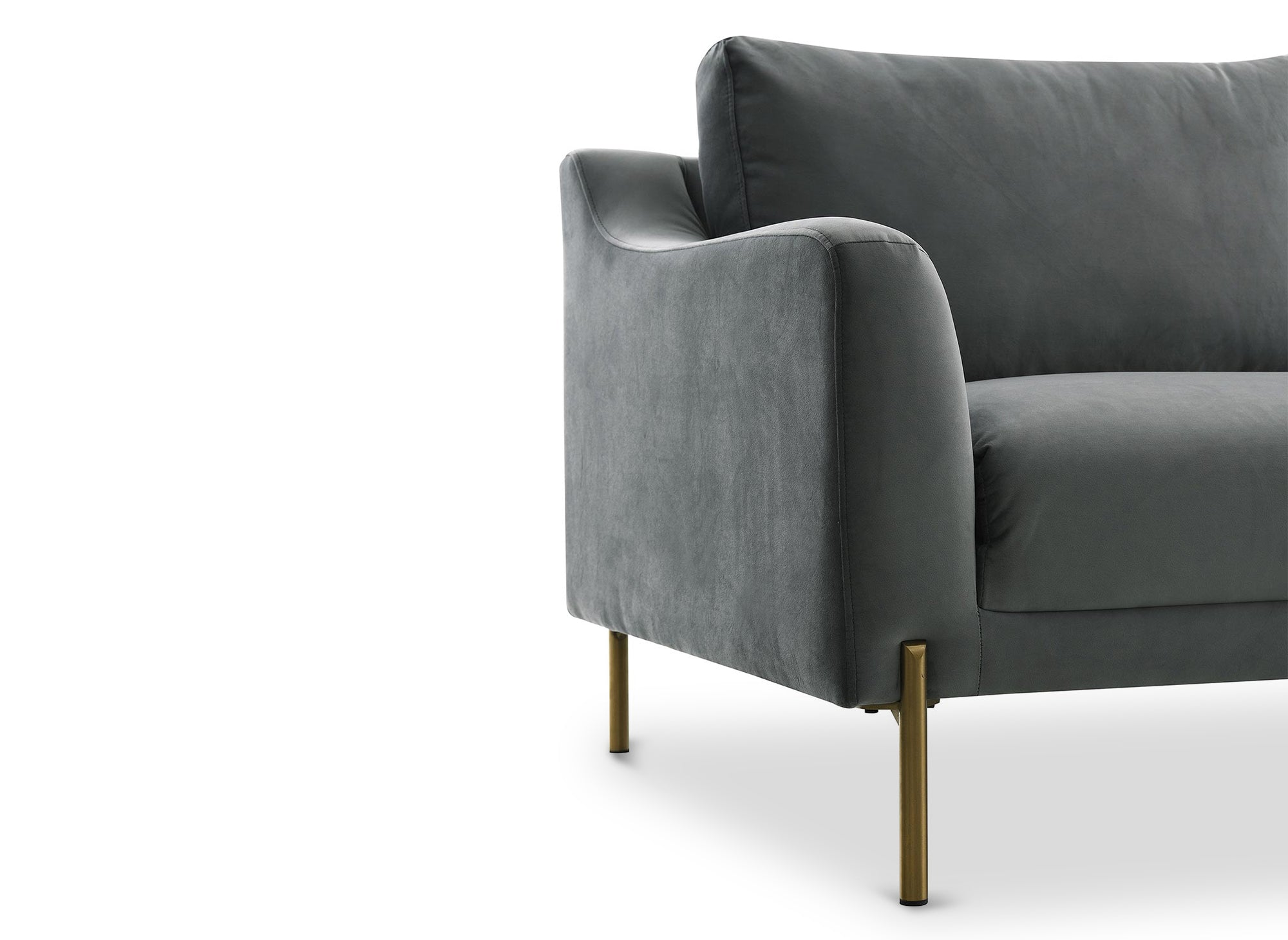 Canapé d'angle avec méridienne en velours gris CELINE - Angle Gauche