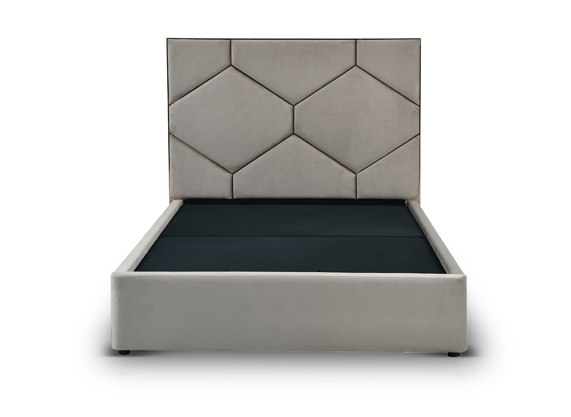 Letto contenitore con testiera di design in velluto tortora LARA 140 x 190 cm