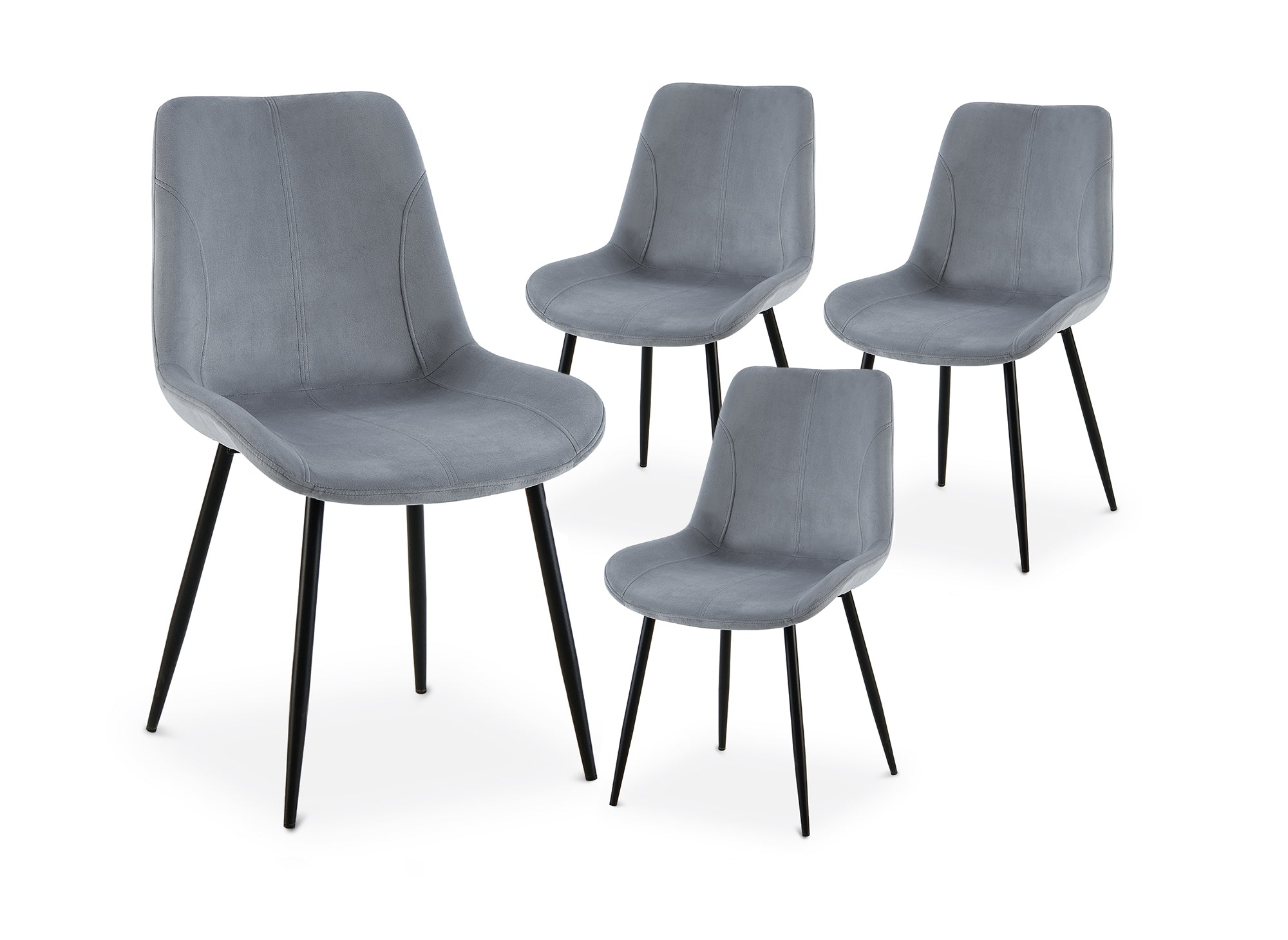 Lot de 4 chaises en velours gris THARA