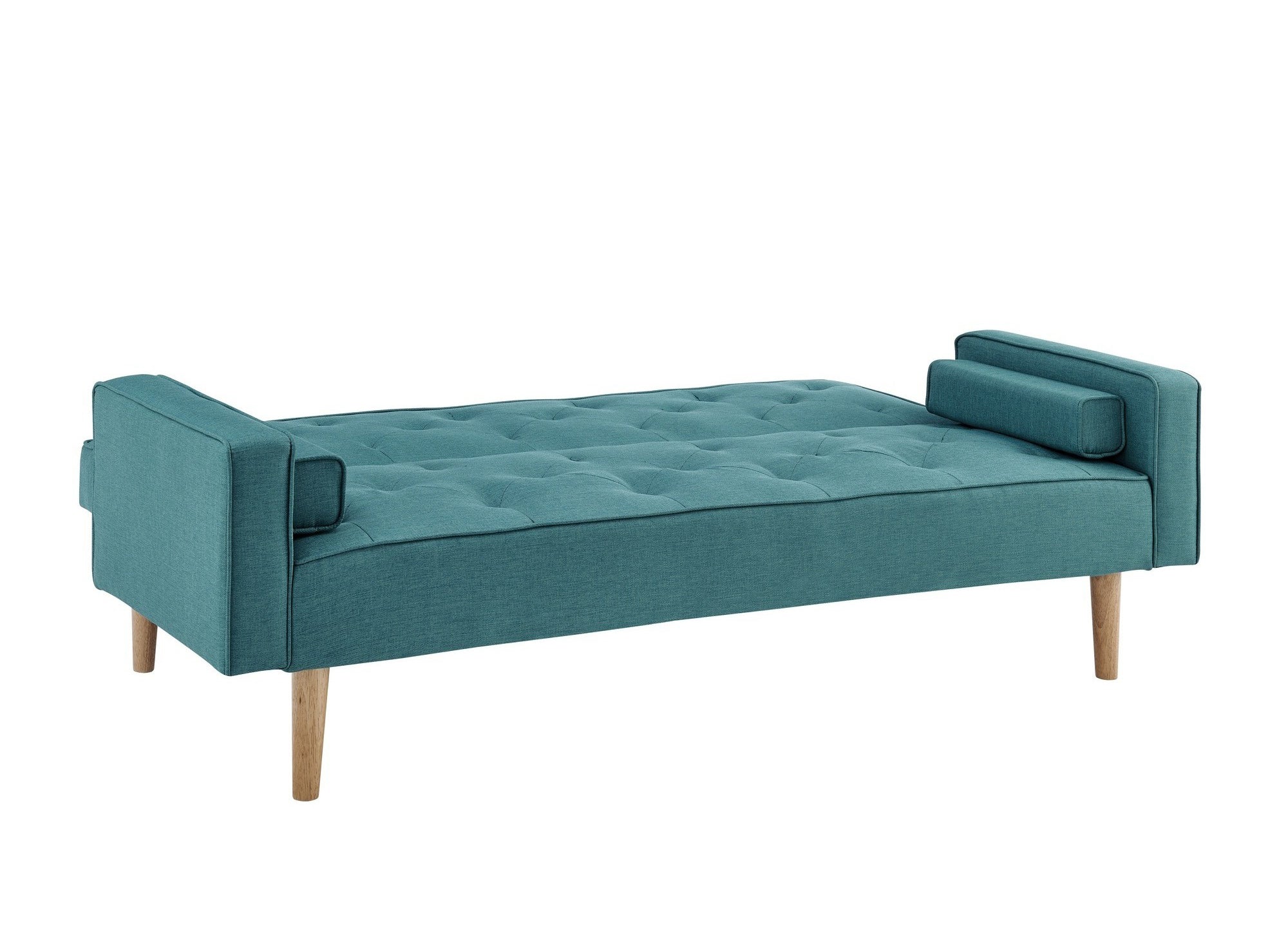 Divano clic clac in tessuto blu con gambe in legno JAKARTA