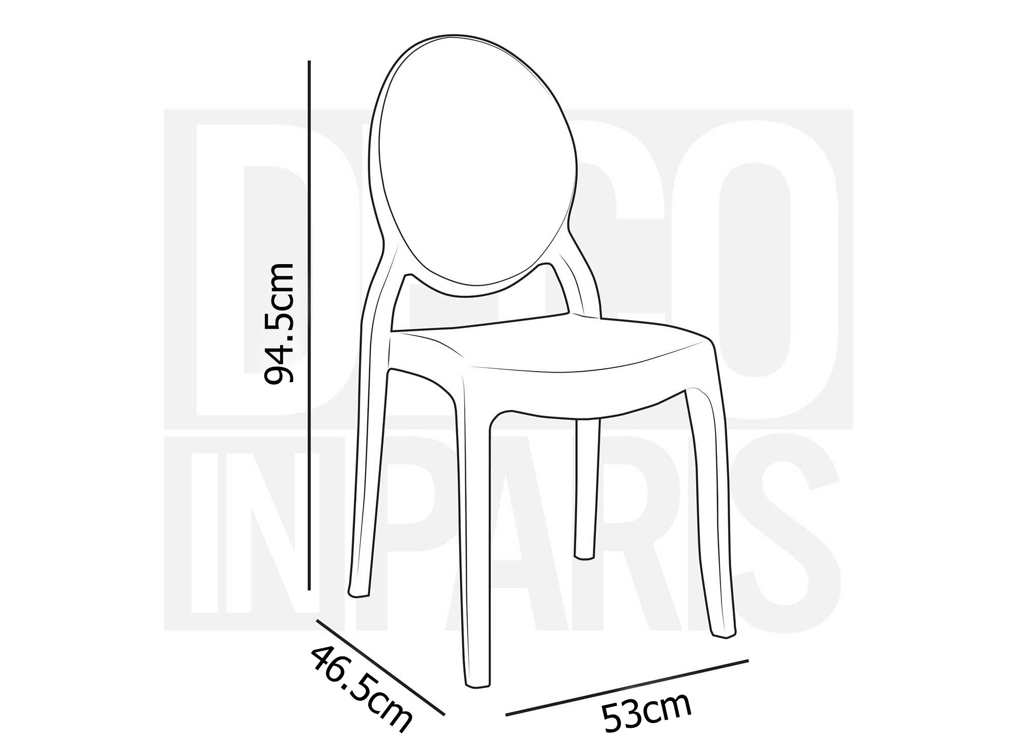 Lot de 4 chaises design en plexi transparent TOLGA