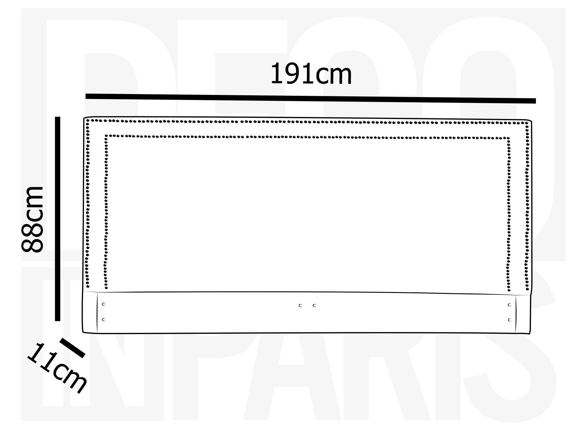 Tête de lit cloutée en tissu lin gris 180 cm LYVE