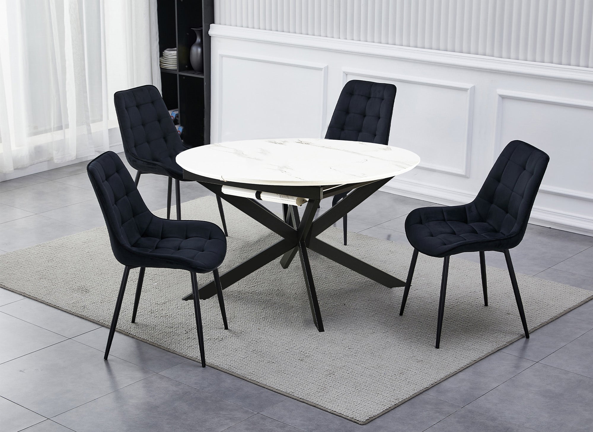 Table à manger ronde extensible blanc KOBY