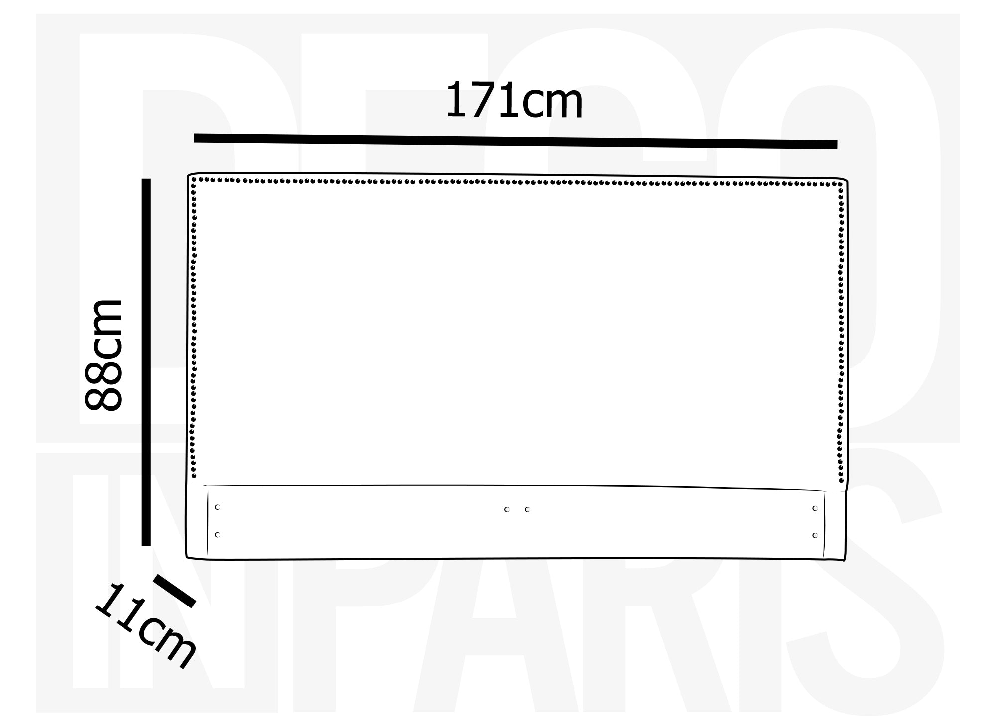 Tête de lit cloutée en tissu lin gris 160 cm LINDA