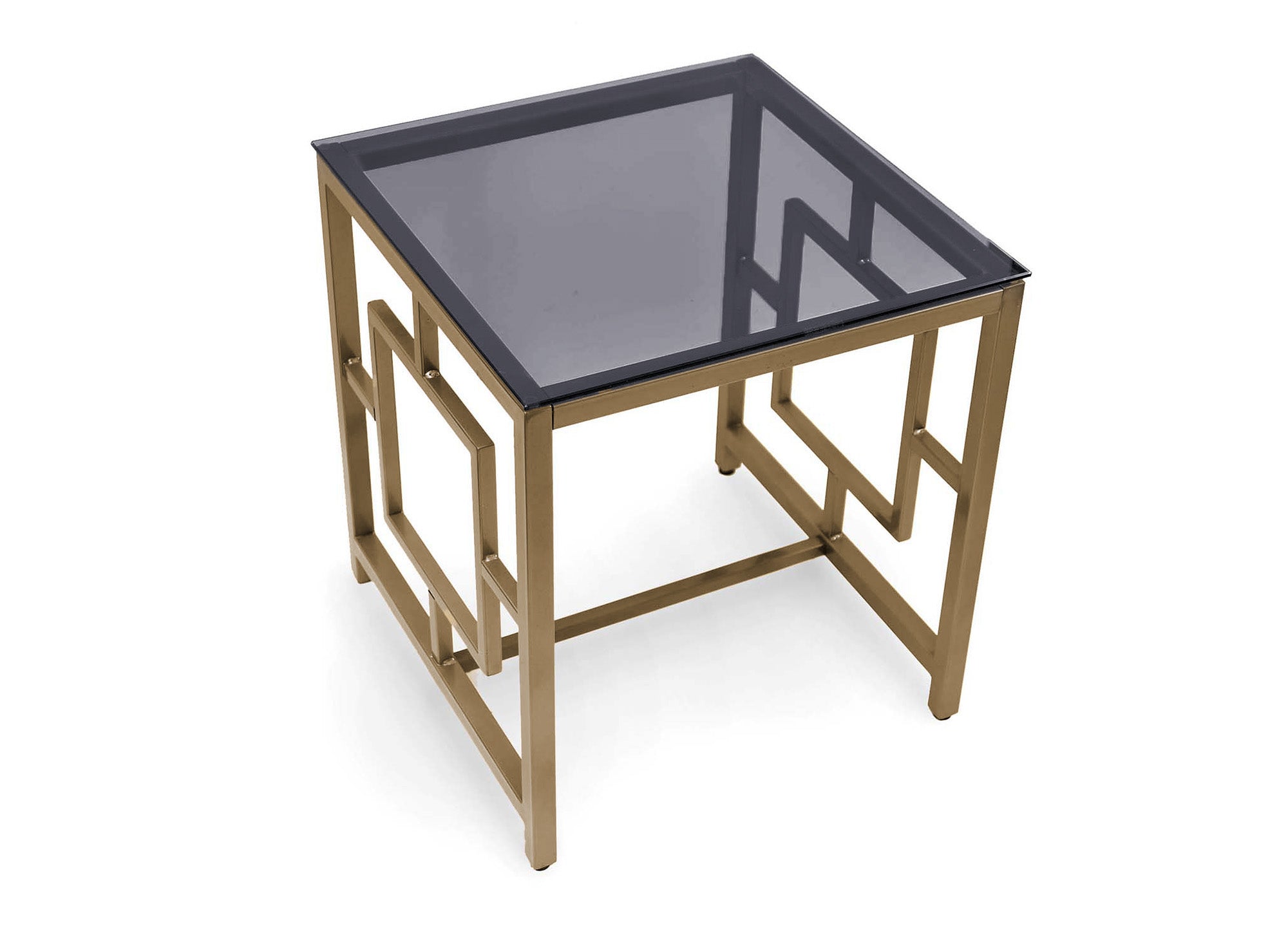 Tavolino di design in vetro nero e metallo dorato quadrato PABLO