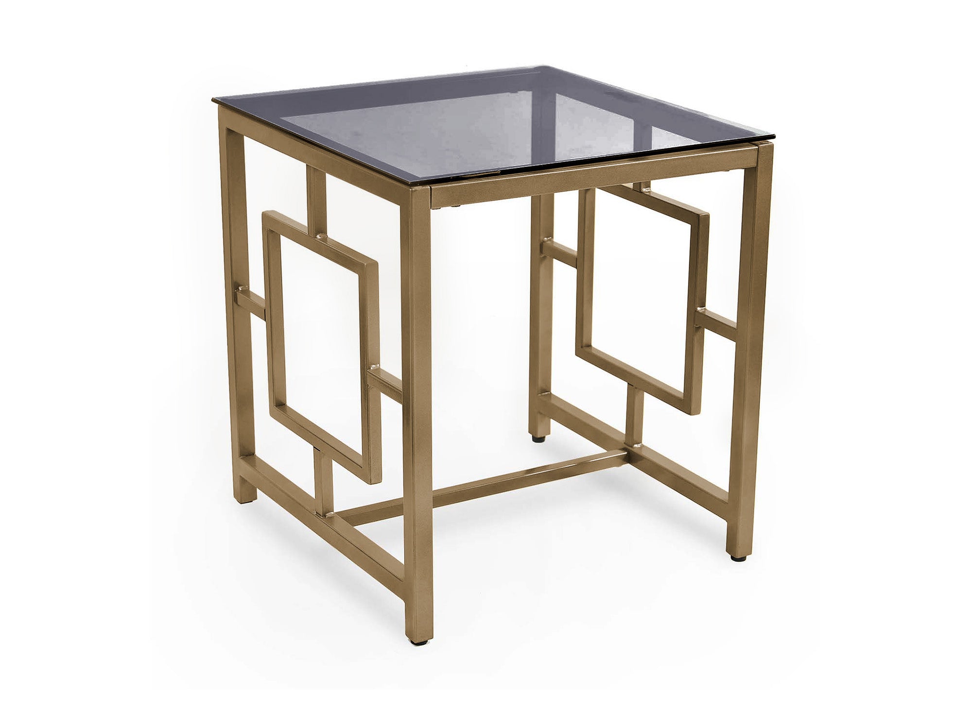 Tavolino di design in vetro nero e metallo dorato quadrato PABLO