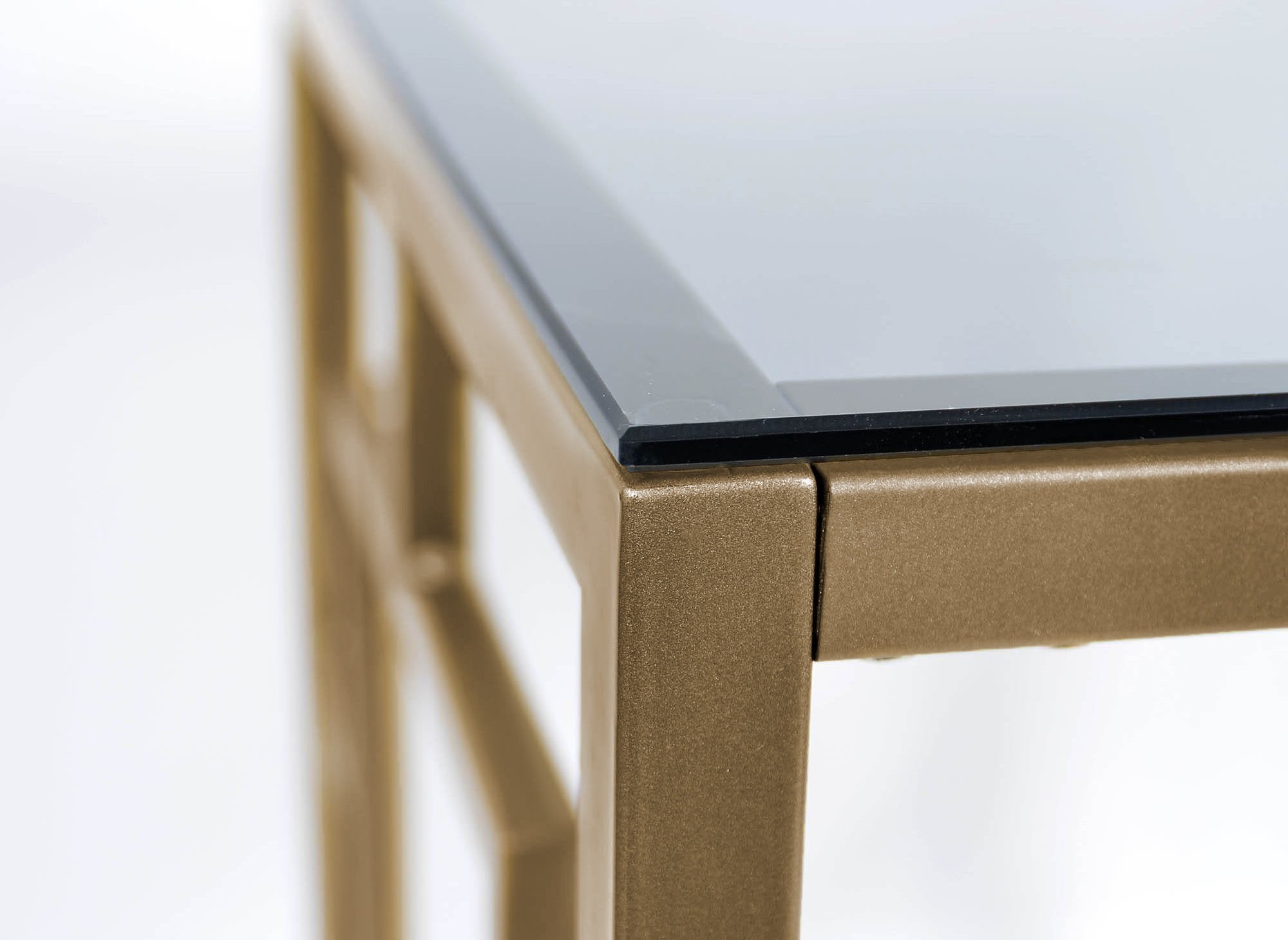 Tavolino di design in vetro nero e metallo dorato quadrato PABLO