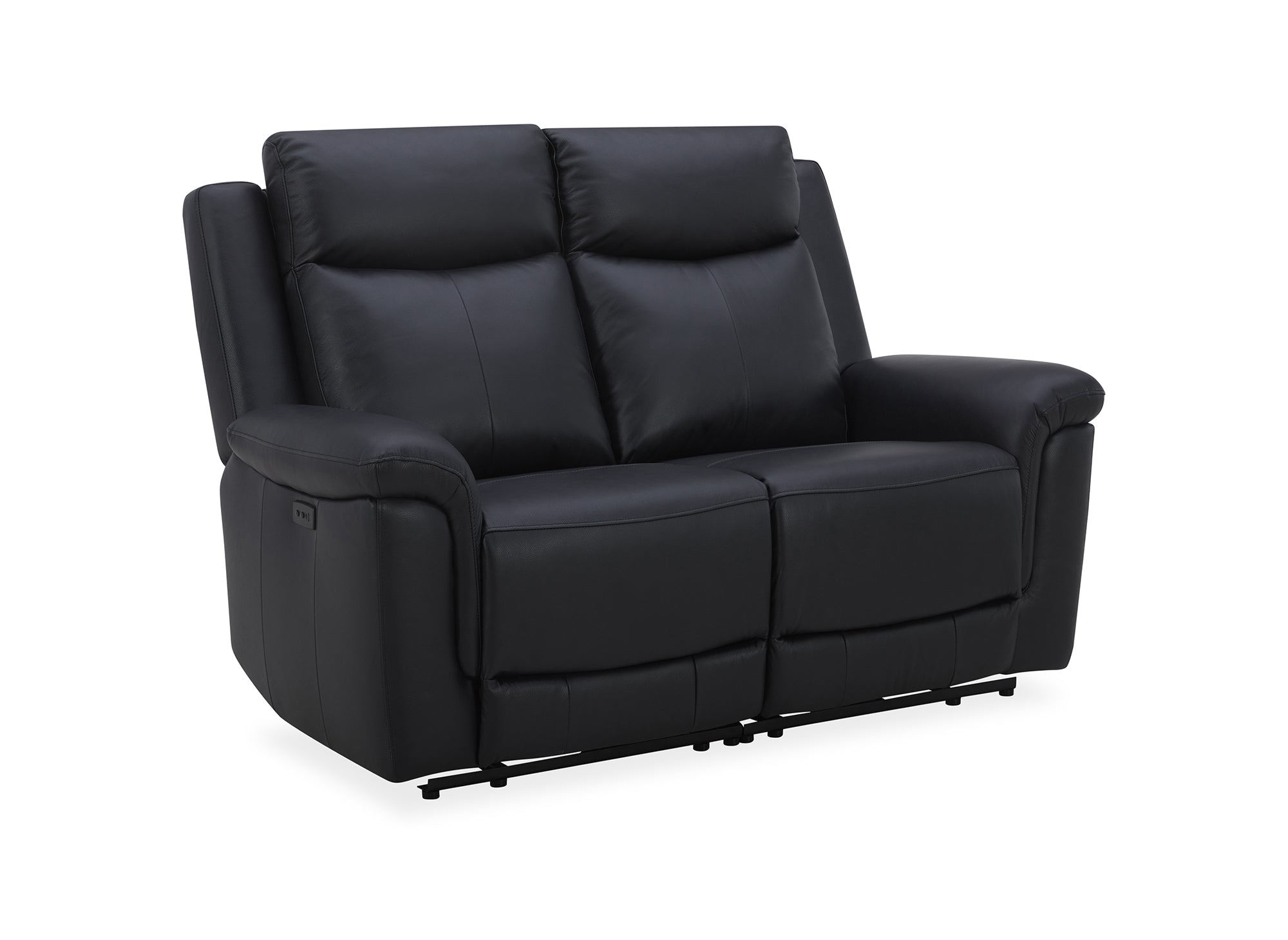 Canapé 2 places relax électrique en cuir noir ERNEST