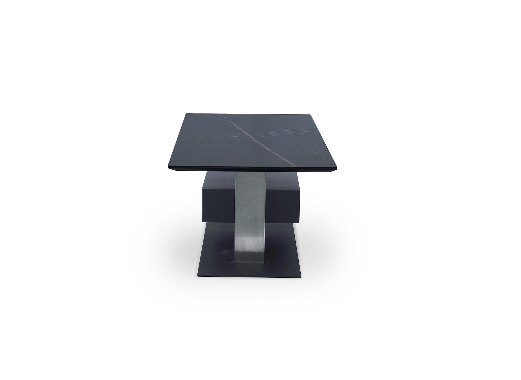Table basse relevable avec rangement en céramique noir ADELIE