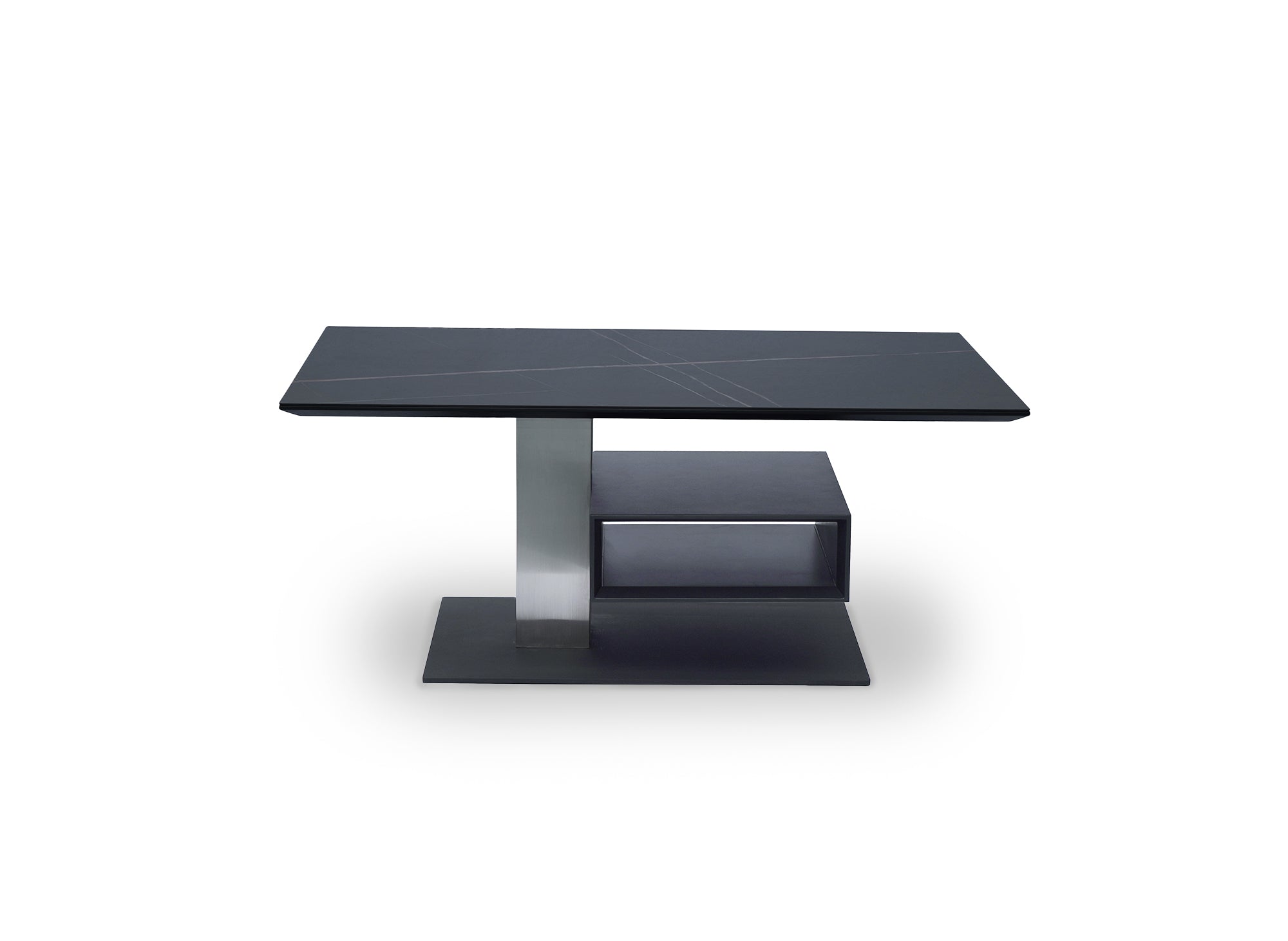 Table basse relevable avec rangement en céramique noir ADELIE
