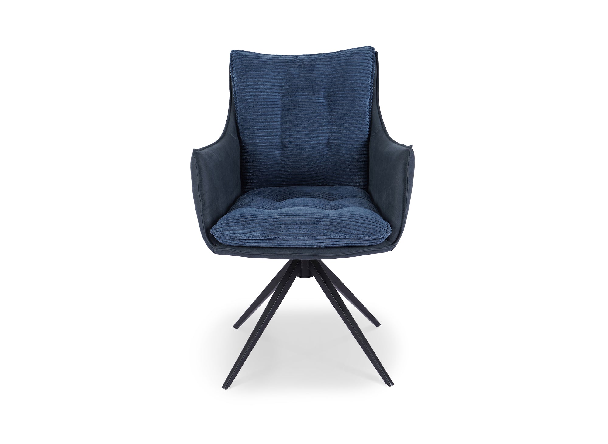 Chaise pivotante avec accoudoirs en velours bleu NOALIE