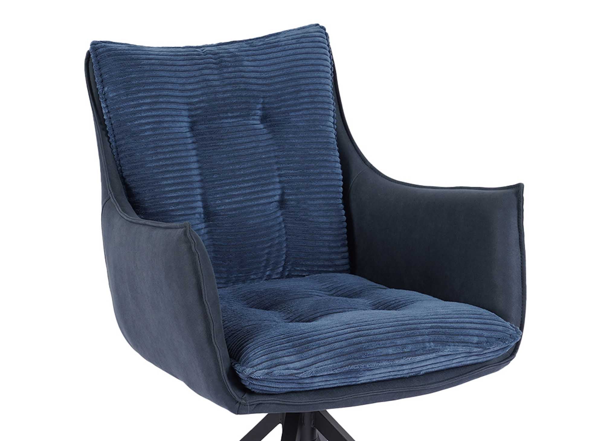 Chaise pivotante avec accoudoirs en velours bleu NOALIE