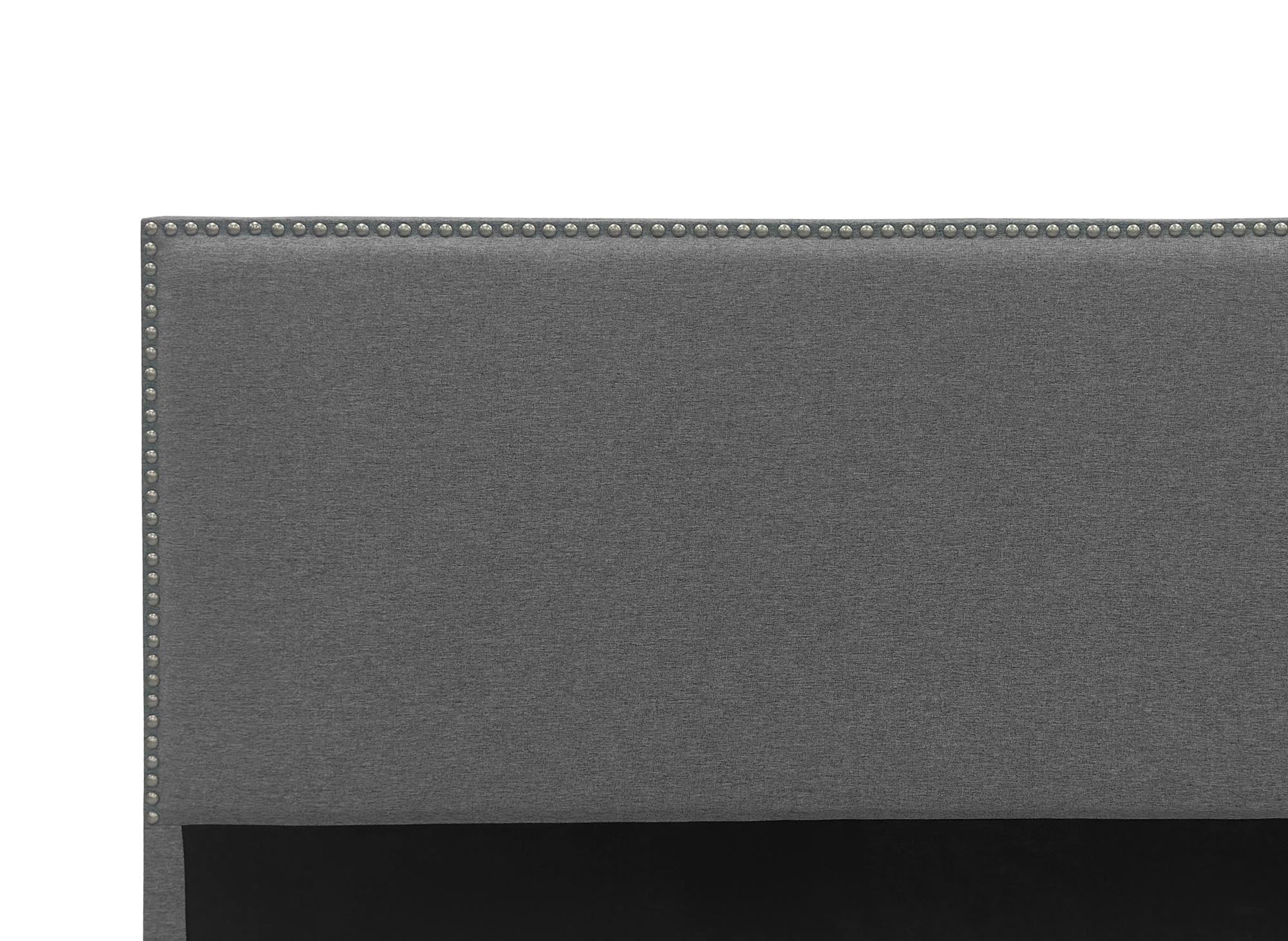 Tête de lit cloutée en tissu lin gris 180 cm LINDA