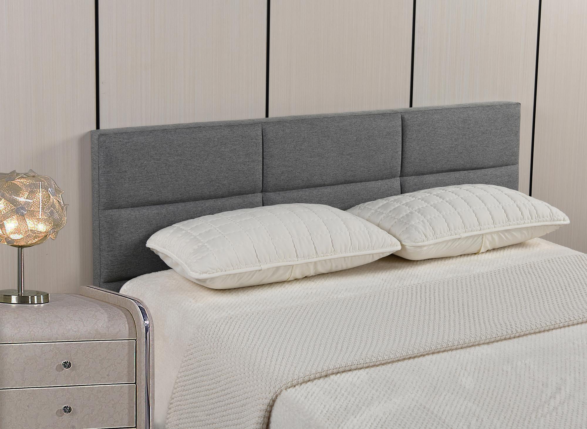 Tête de lit design en tissu gris 160 cm MATTY