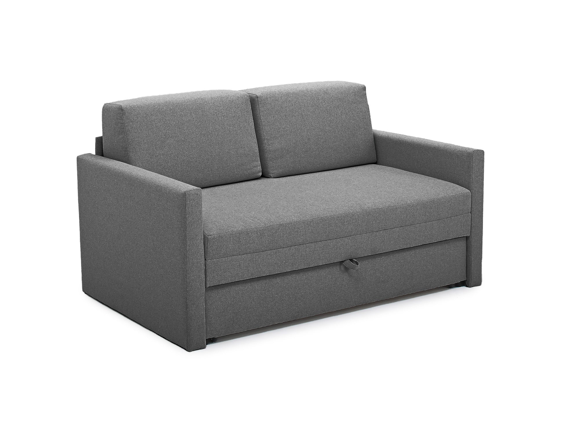 Canapé convertible 2 places avec coffre de rangement en tissu gris YERAZ