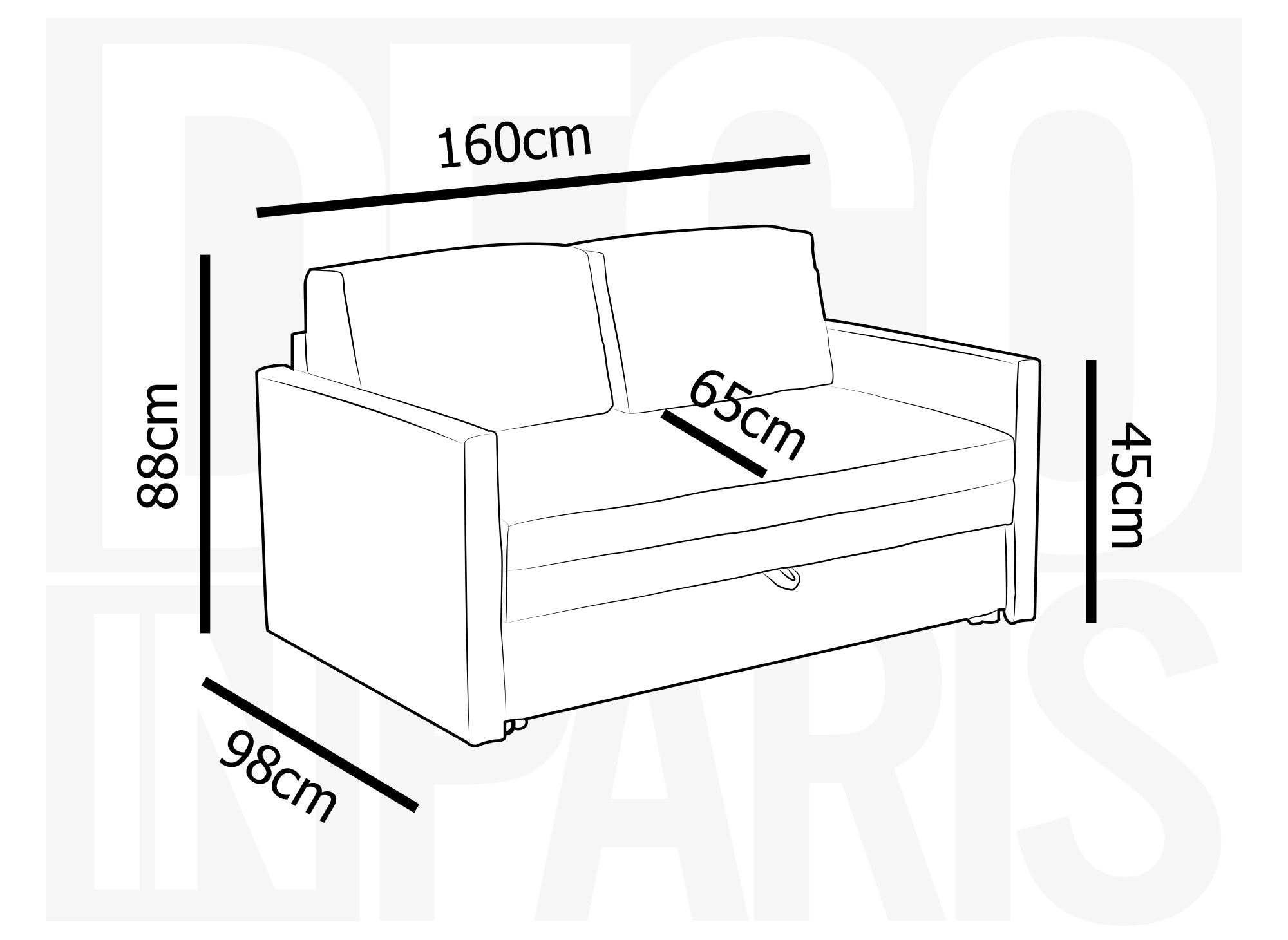 Canapé convertible 2 places avec coffre de rangement en tissu taupe YERAZ