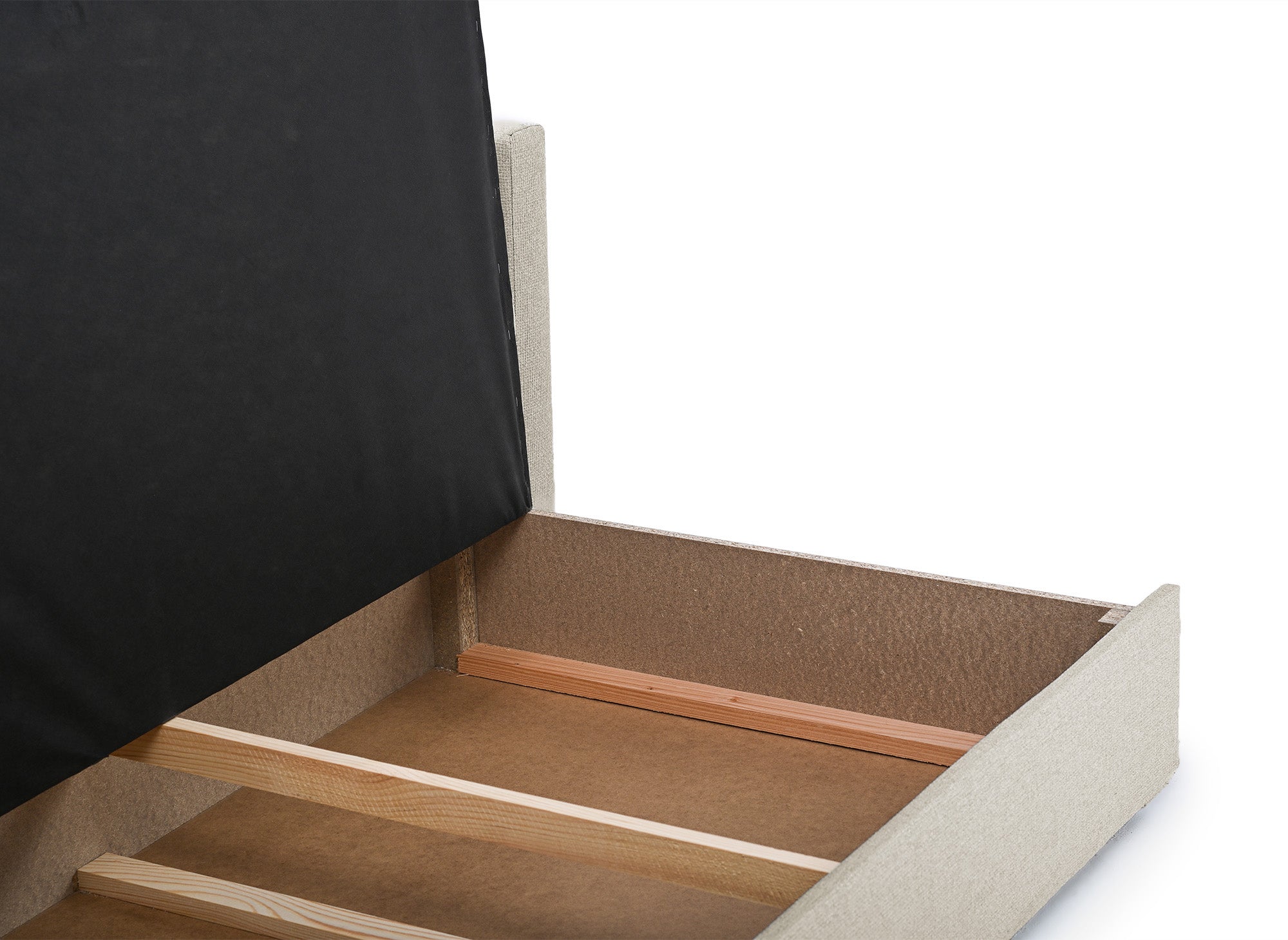 Canapé convertible 2 places avec coffre de rangement en tissu beige YERAZ