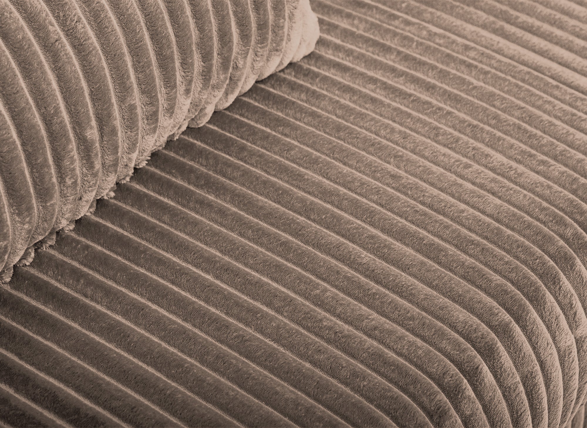 Canapé convertible 3 places avec coffre en velours côtelé épais taupe ZURIA