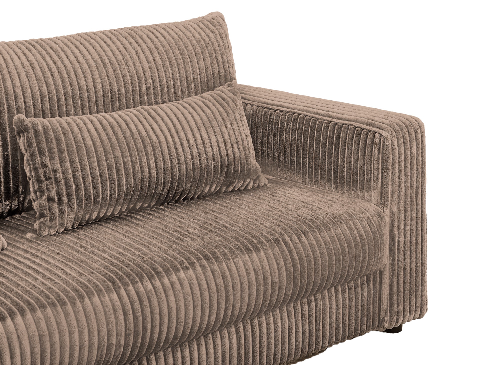 Canapé convertible 3 places avec coffre en velours côtelé épais taupe ZURIA