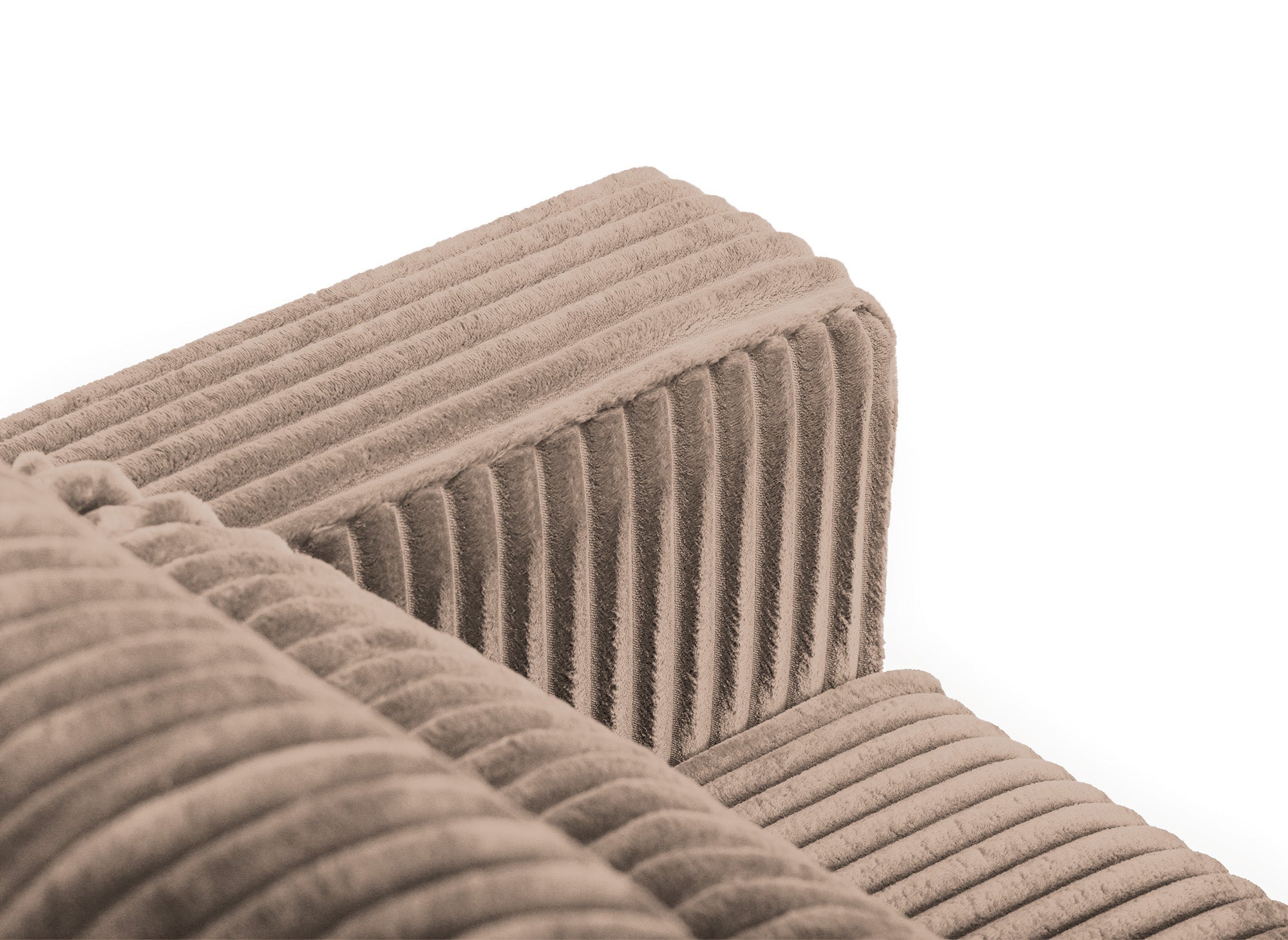 Canapé convertible 3 places avec coffre en velours côtelé épais taupe ZURIA